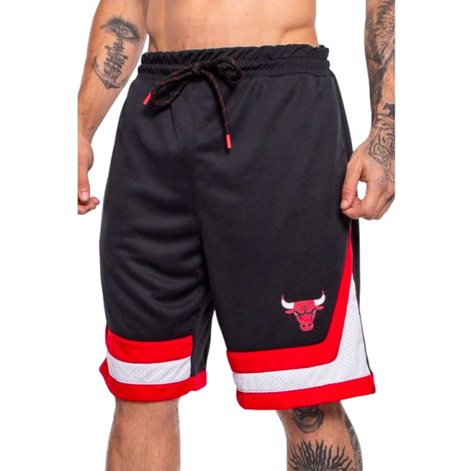 Bermuda NBA Masculina Sintética Chicago Bulls Preto