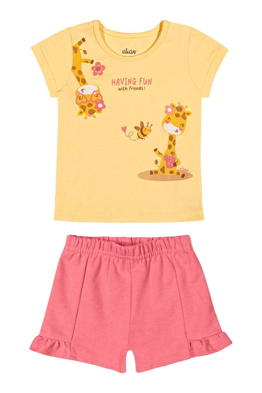 Infantil - Conjunto Menina Girafinhas Elian Amarelo