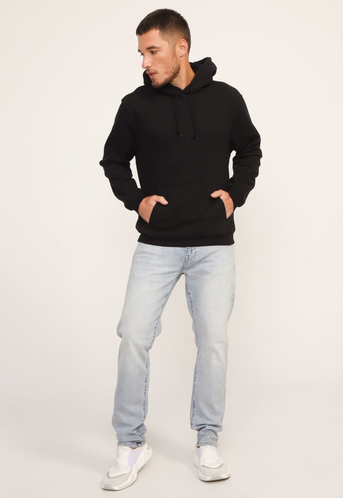 Blusa de Moletom Flanelada Fechada GAP Capuz Preta
