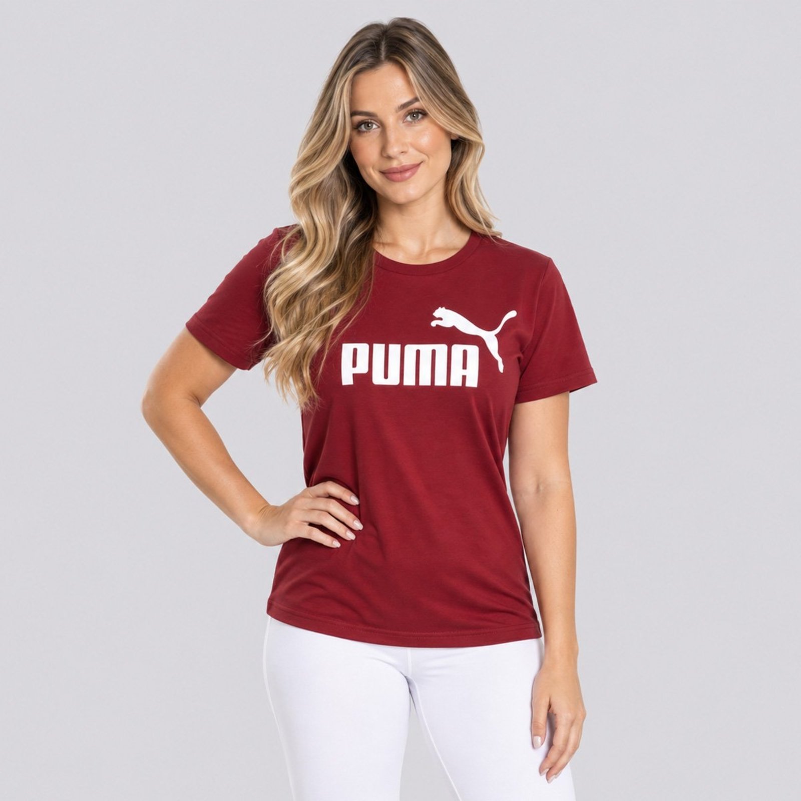 Camiseta Puma Ess No.1 Logo Tee S Feminina Bordô