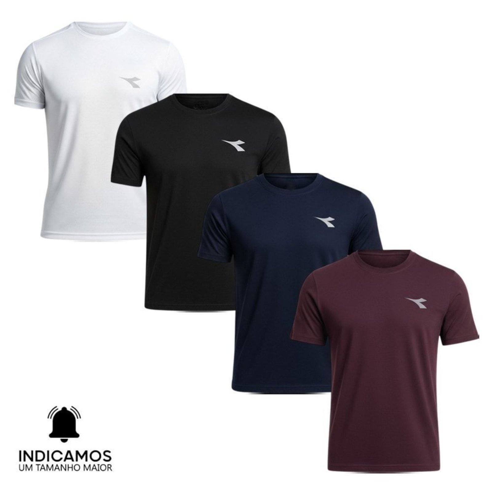 Kit 4 Camisetas Diadora Small Logo Masculina - Branco - diadora