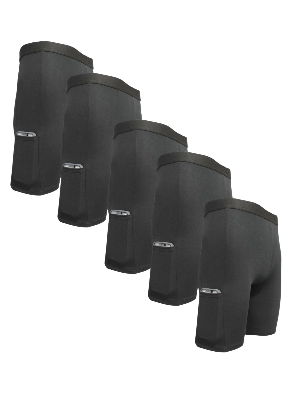 Kit 5 Short Térmico Ciclista Com Bolso Segunda Pele Proteção UV Meia Coxa Preto