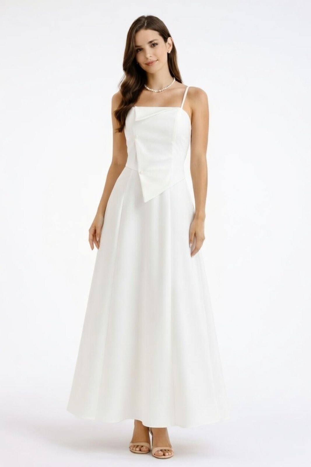 Vestido Longo D Bell Outlet Fashion Alcinha Transpassado Branco