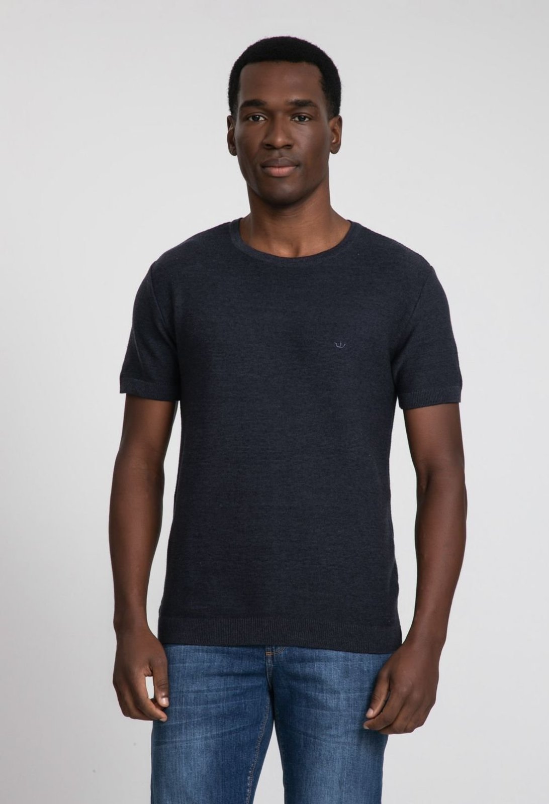 Camiseta Docthos Slim Tricot Com Textura Camiseta Manga Curta Docthos Slim Tricot Com Textura 007 Marinho G