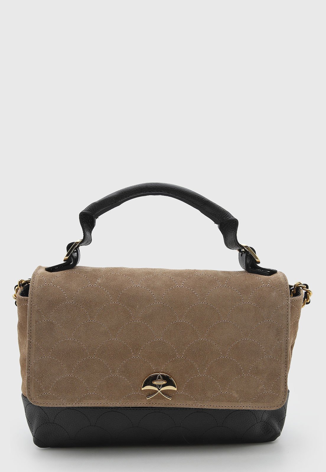 Bolsa Luiza Barcelos Couro Camurça Bege