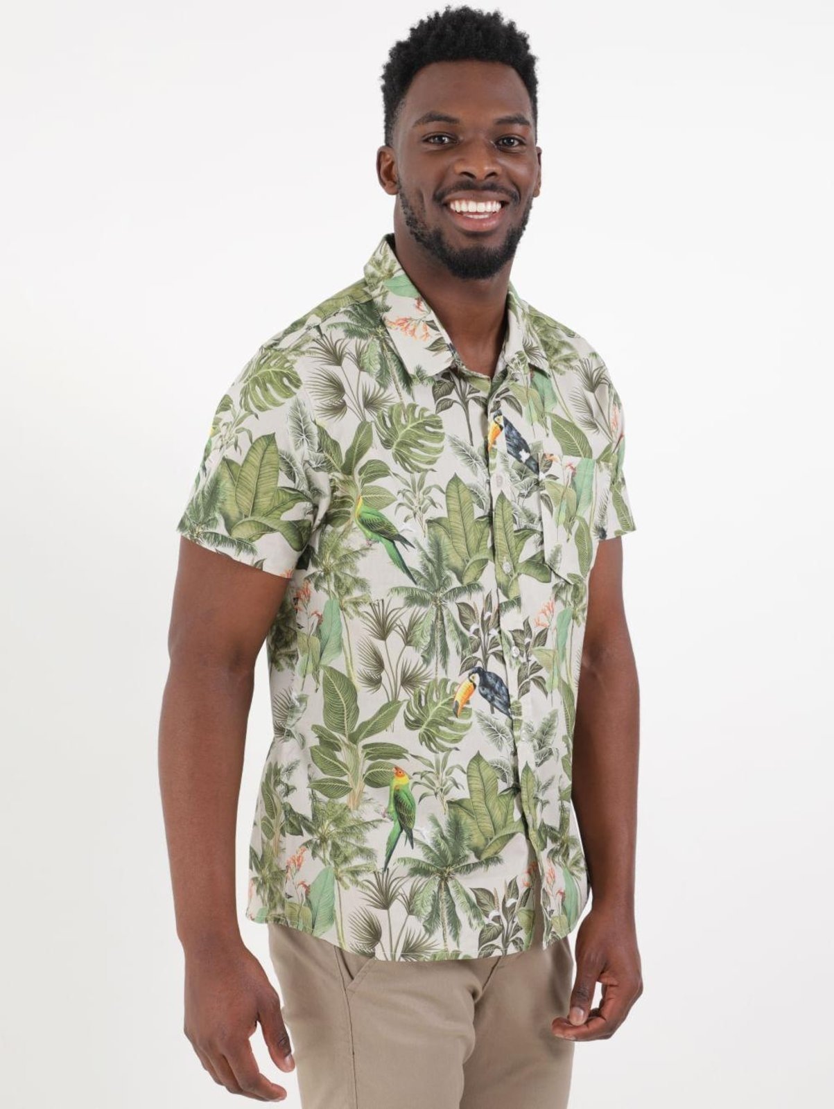 Vista 2 Camisa Manga Curta Estampada Vels Masculina bege Vels bege