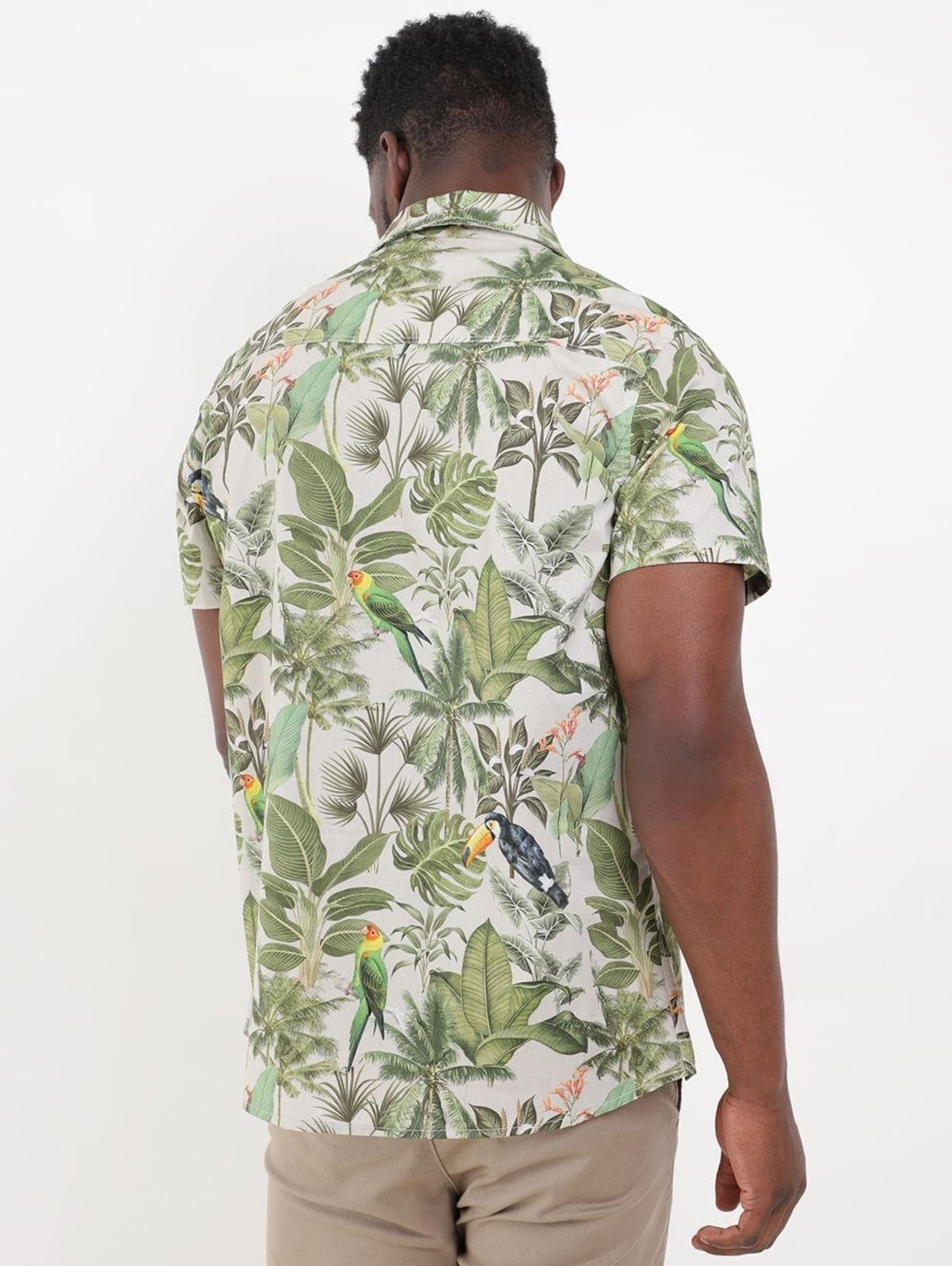 Vista 3 Camisa Manga Curta Estampada Vels Masculina bege Vels bege