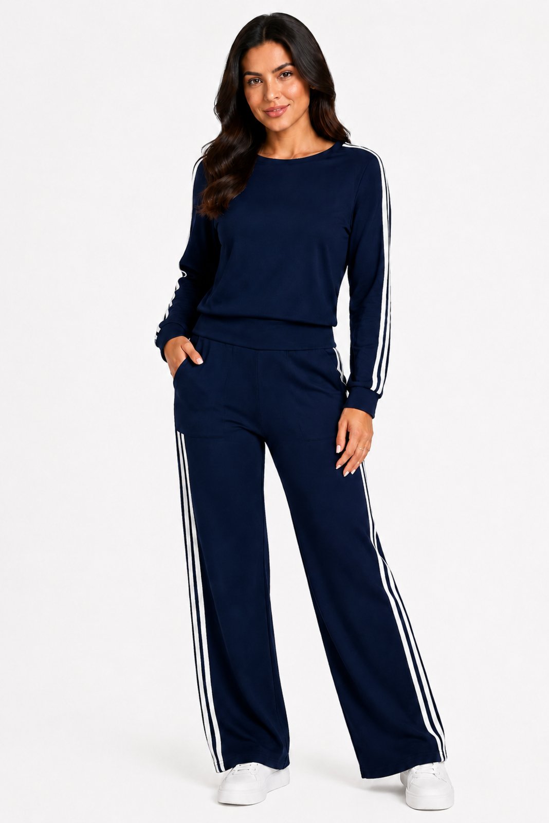 Conjunto Moletinho D Bell Outlet Fashion Listras Azul Marinho