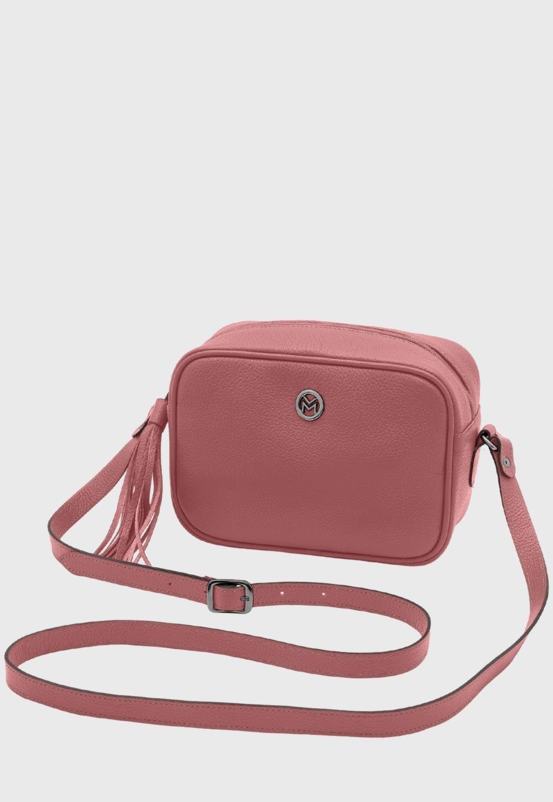 Bolsa Transversal de Couro Mariart Titânio Blush