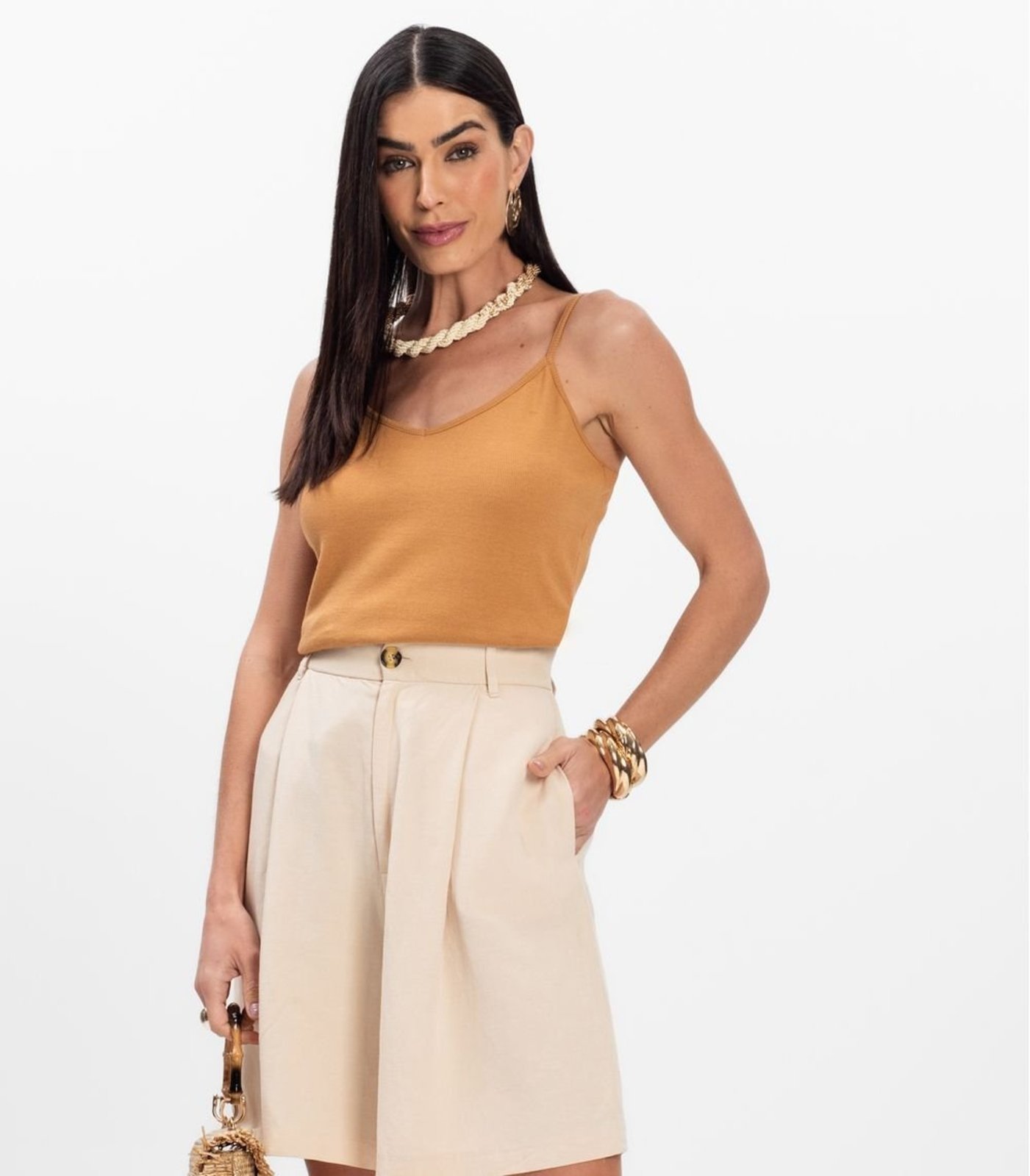 Vista 2 Blusa de Alça Infinita Cor Chocolate marrom INFINITA COR marrom