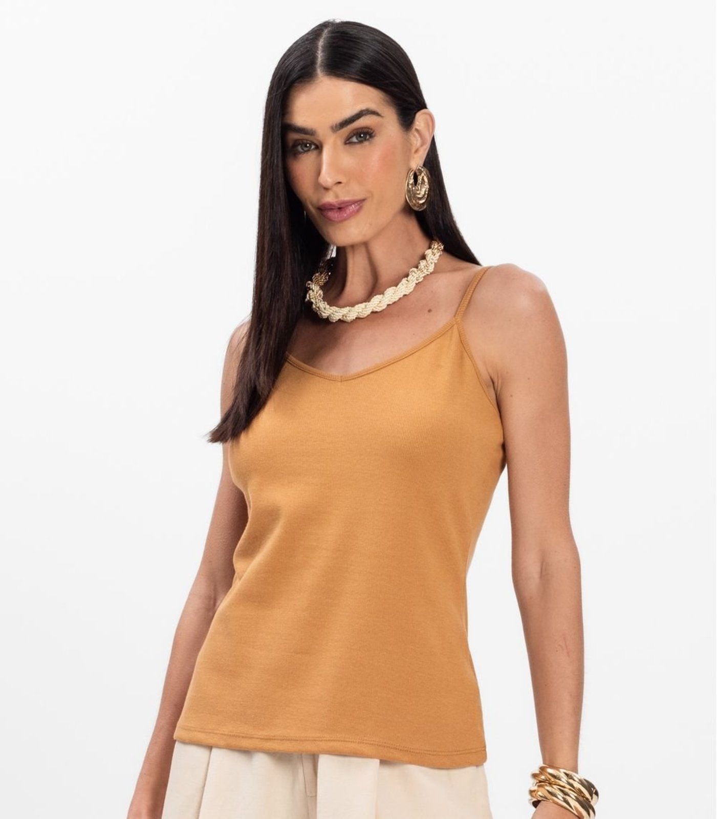 Vista 3 Blusa de Alça Infinita Cor Chocolate marrom INFINITA COR marrom