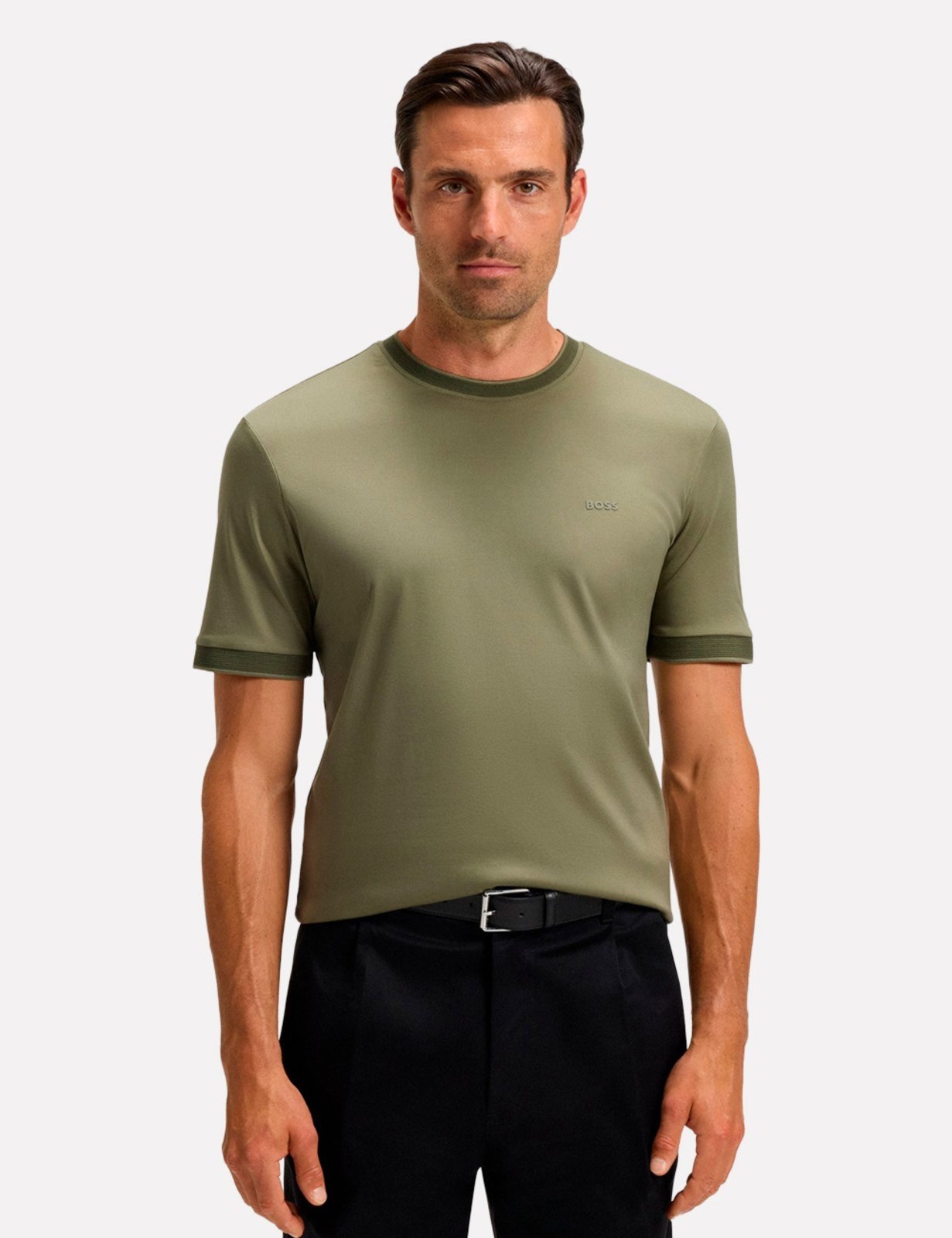 Camiseta Hugo Boss Masculina Slim Fit Mercerised H-Tessler 200 Verde Sálvia