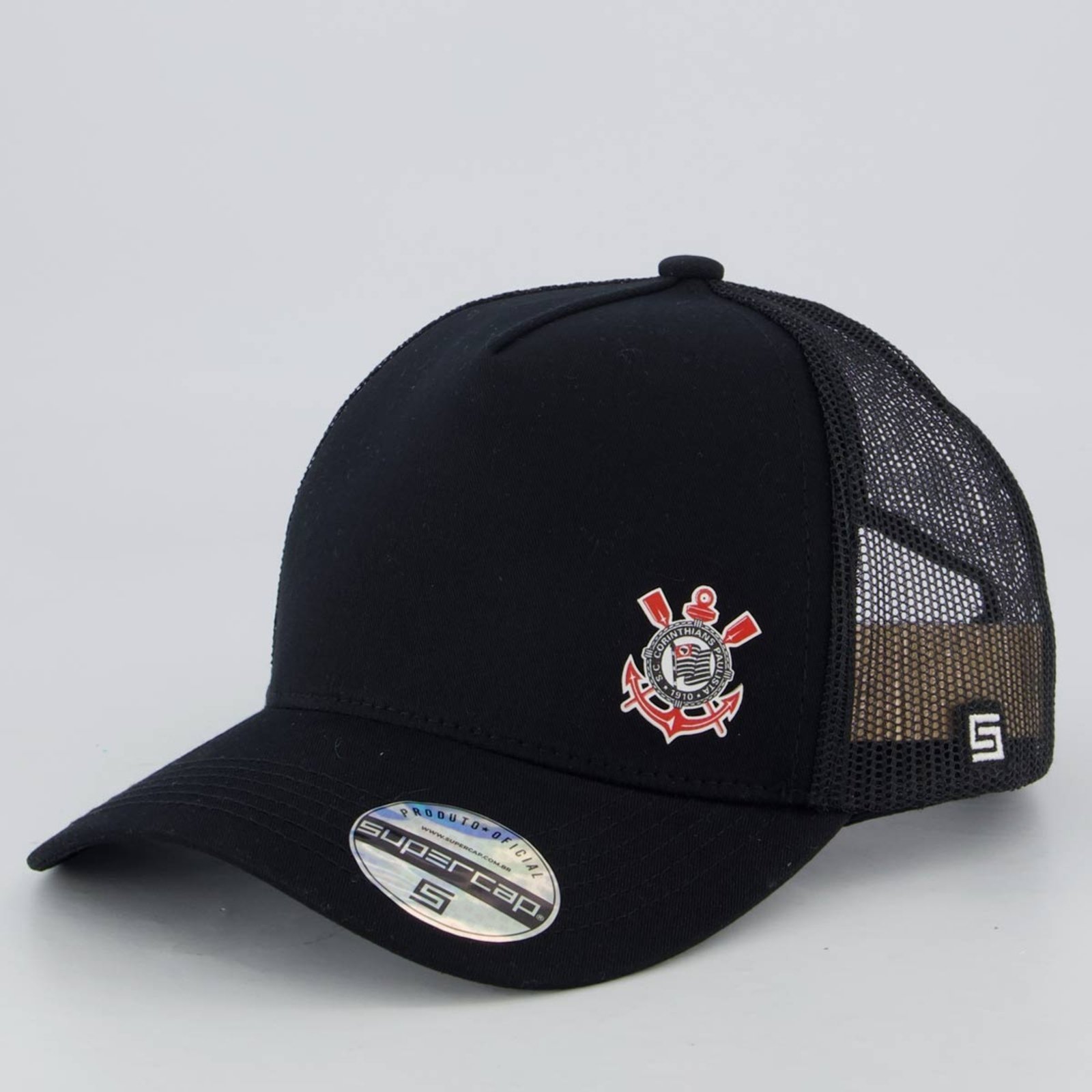 Vista 2 Boné Corinthians Trucker Supercap preto