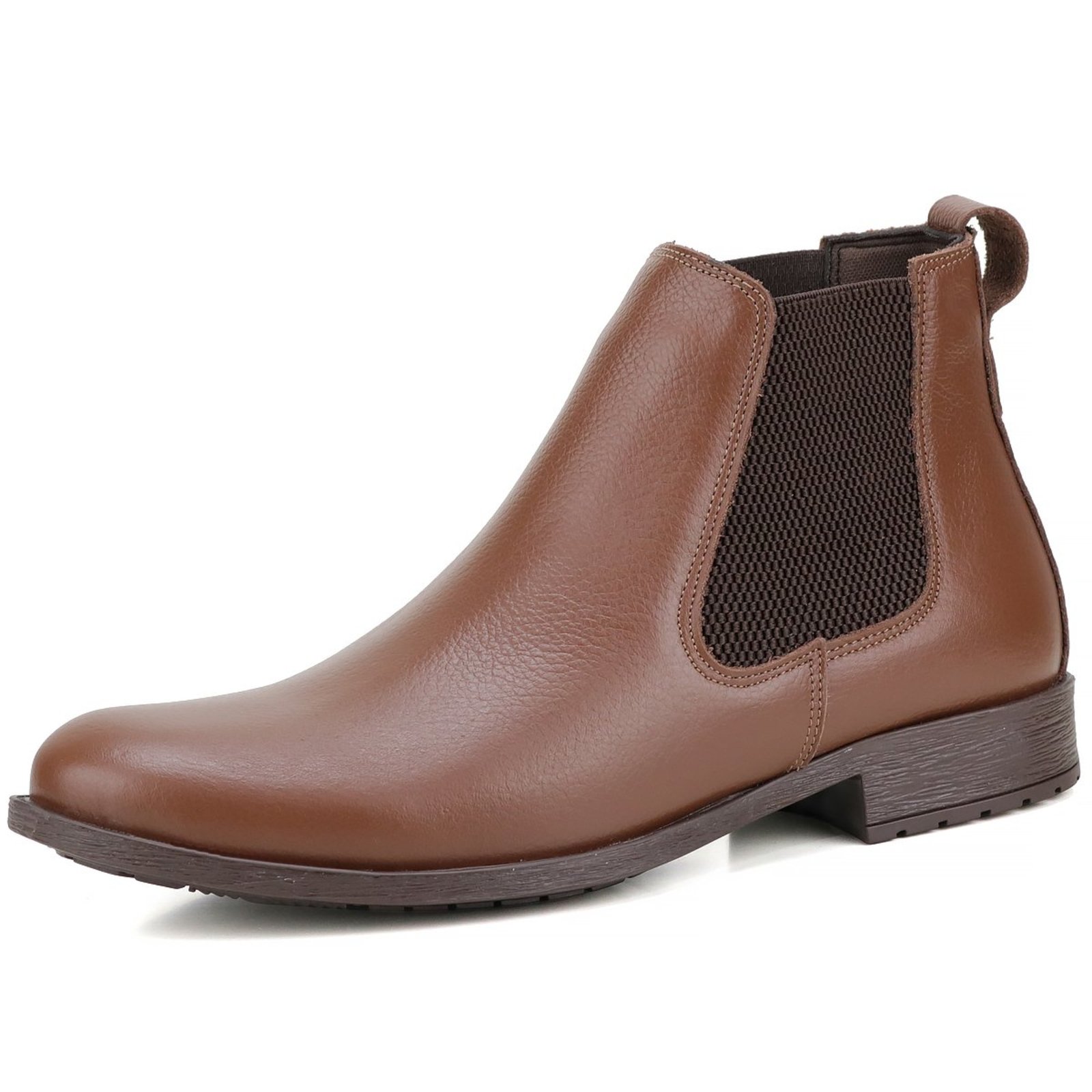 Bota Botina Chelsea Mr. Gutt de Couro Lisa Marrom