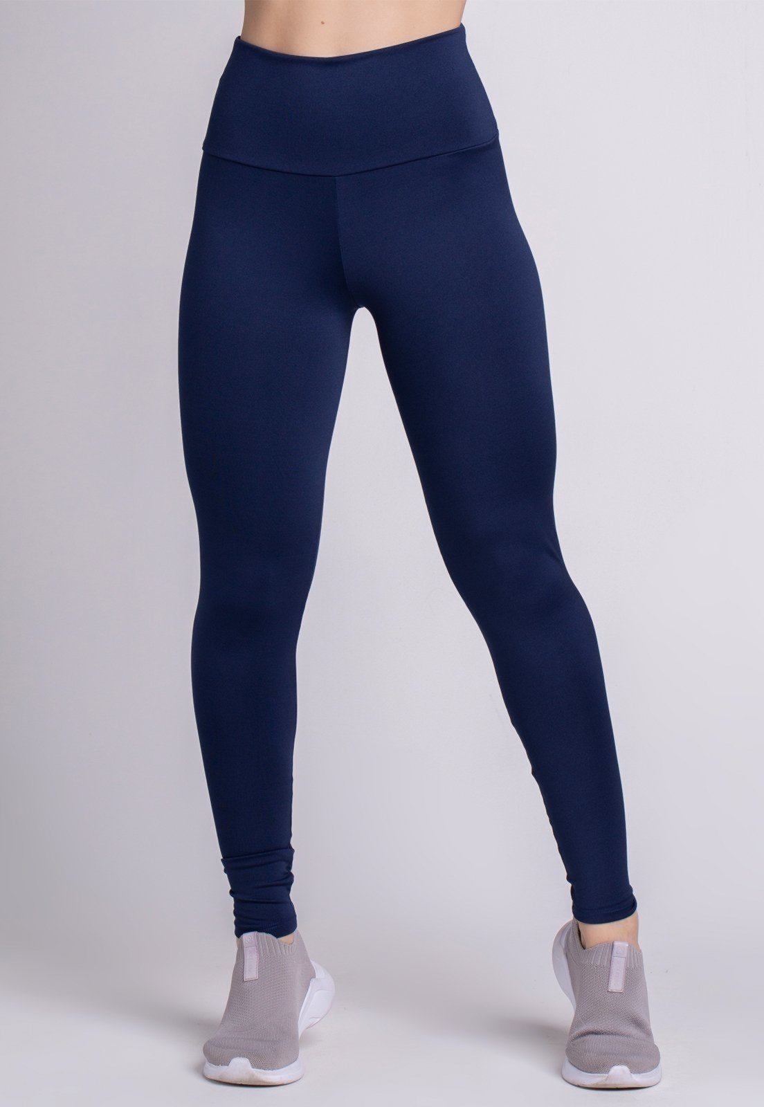 Calça Legging WLS Modas Suplex Cós Alto Lisa Azul Marinho