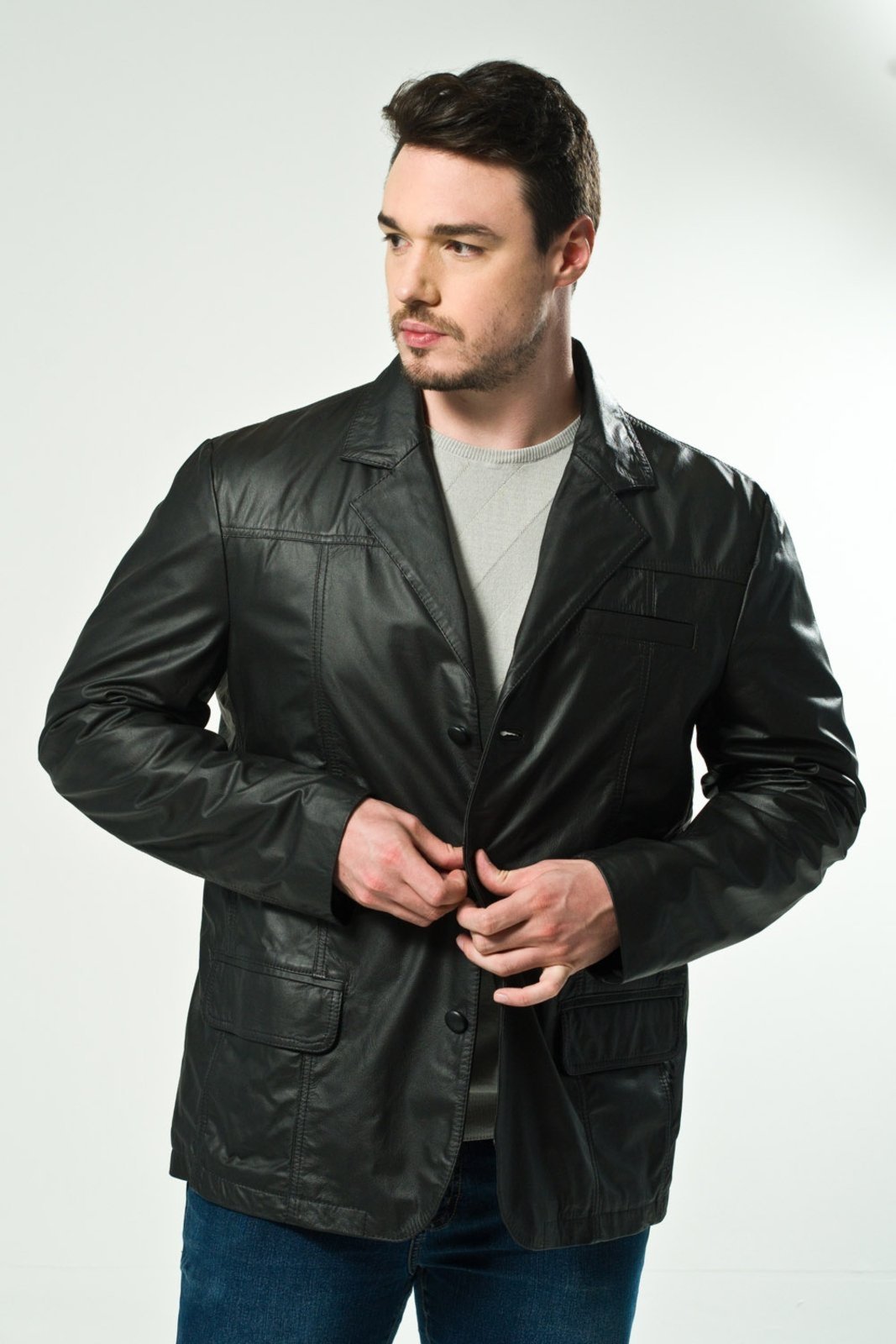 Blazer de Couro NP Couros Casual Preto