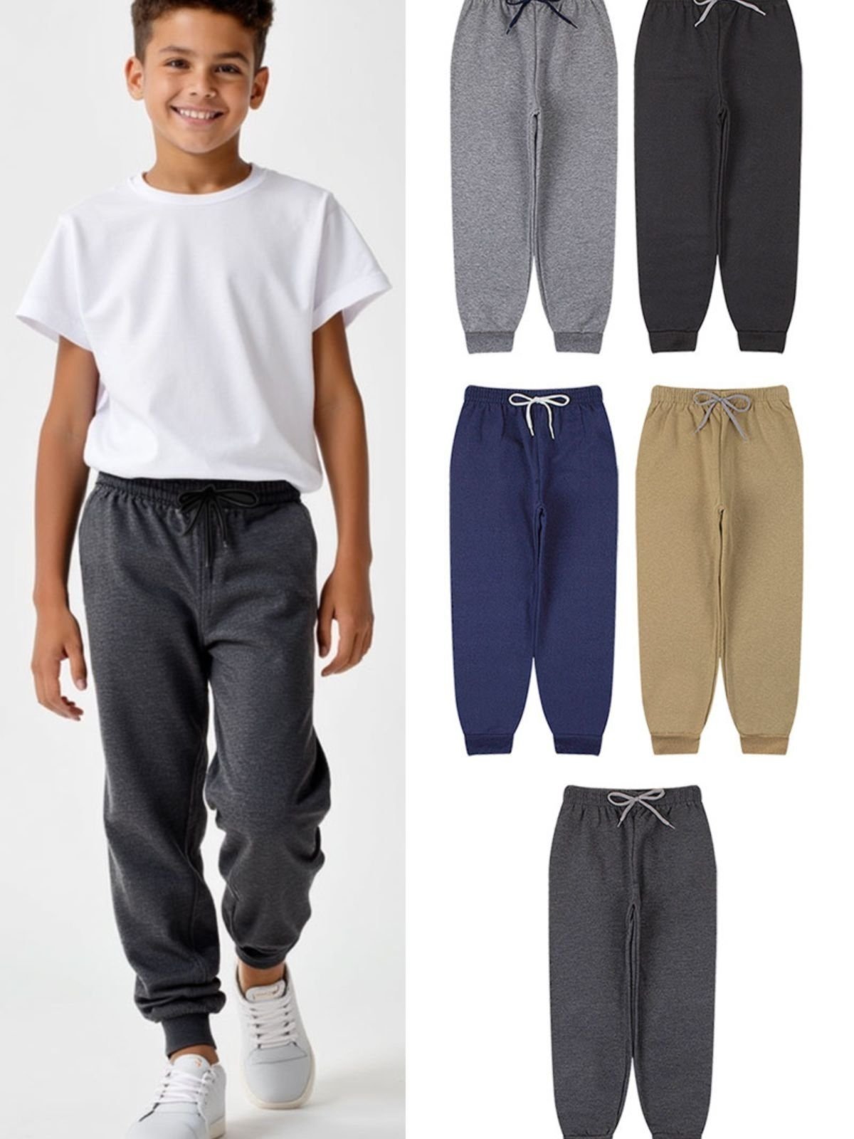 Vista 3 Infantil - Kit 3 Calças Moletom Peluciado Sortidos Babei no Look unico Babei no Look unico
