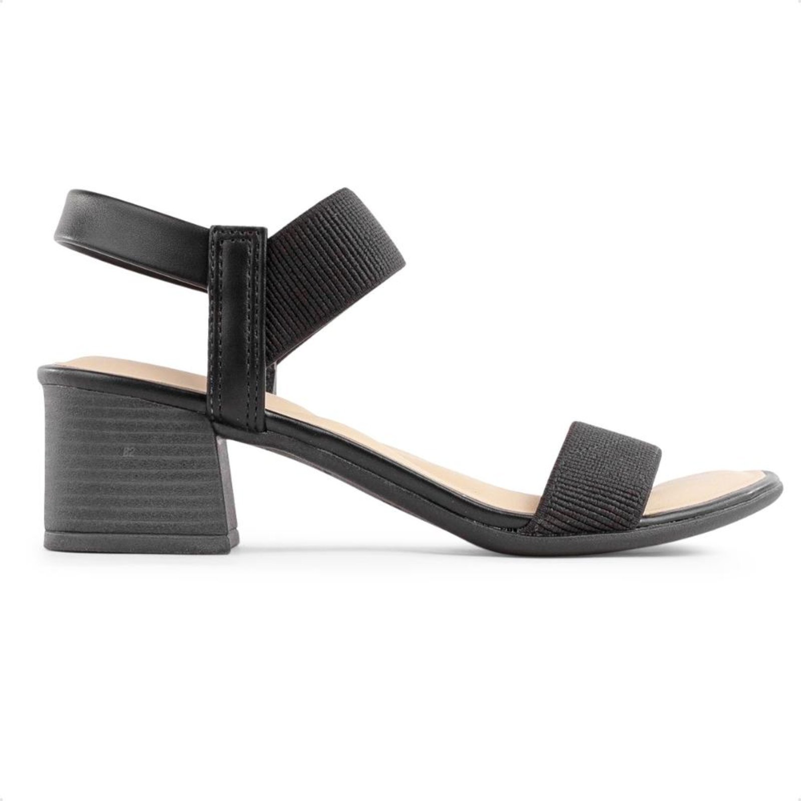 Sandália Comfortflex Salto Bloco Elástico Feminina Preto