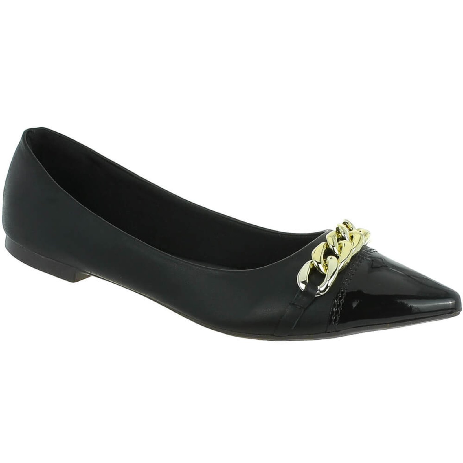 Vista 2 Sapatilha Feminina Bico Fino Flat Corrente Confortável Via Angel 16.06 bege bege