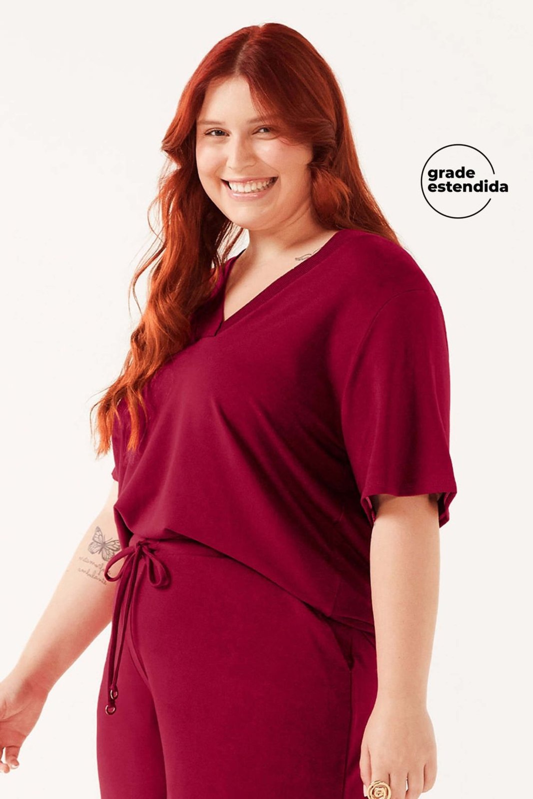 Blusa Feminina Moletinho Decote V Marialícia Vermelho