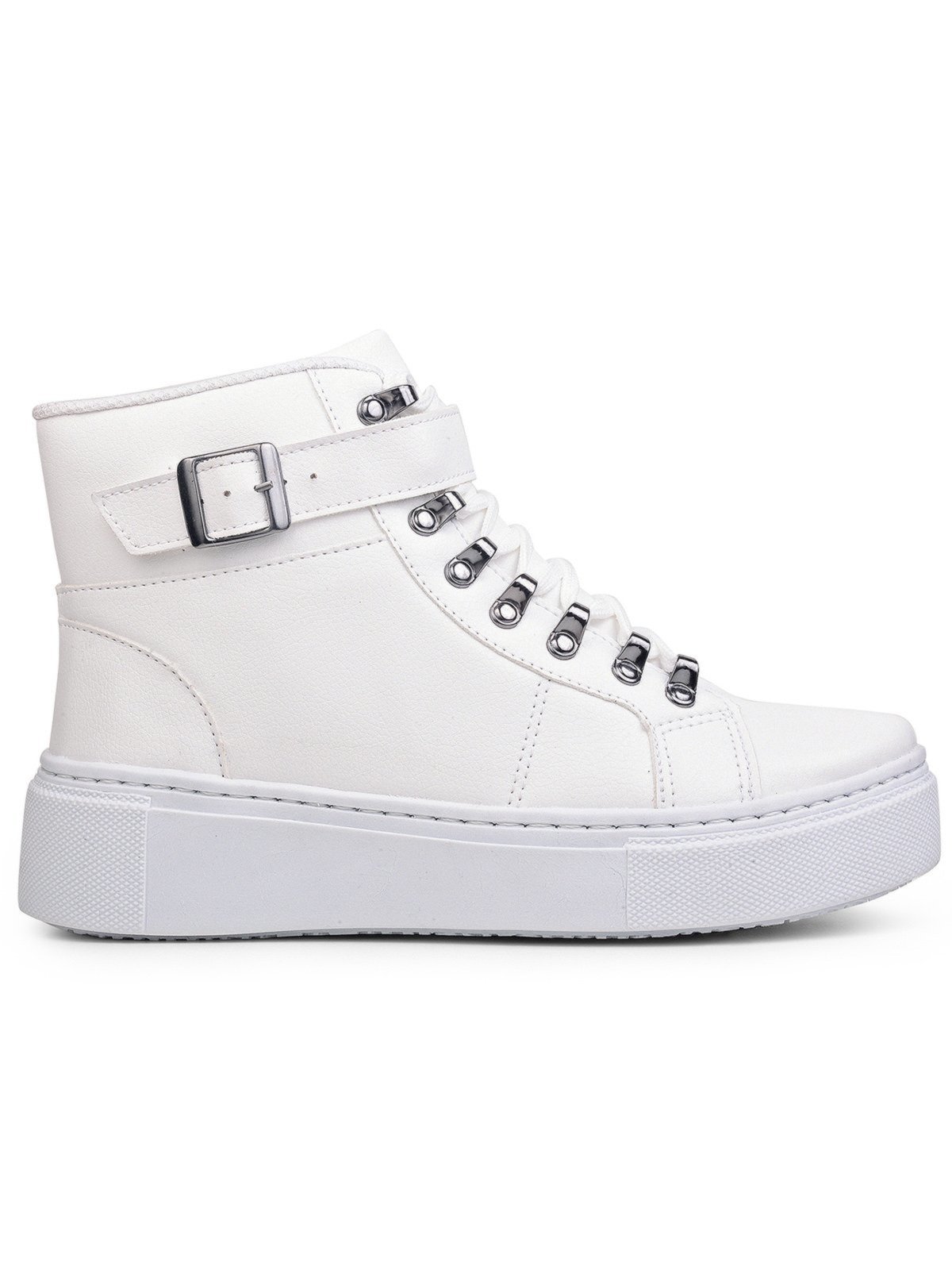 Tênis Botinha Casual Salook Branco Solado Grosso