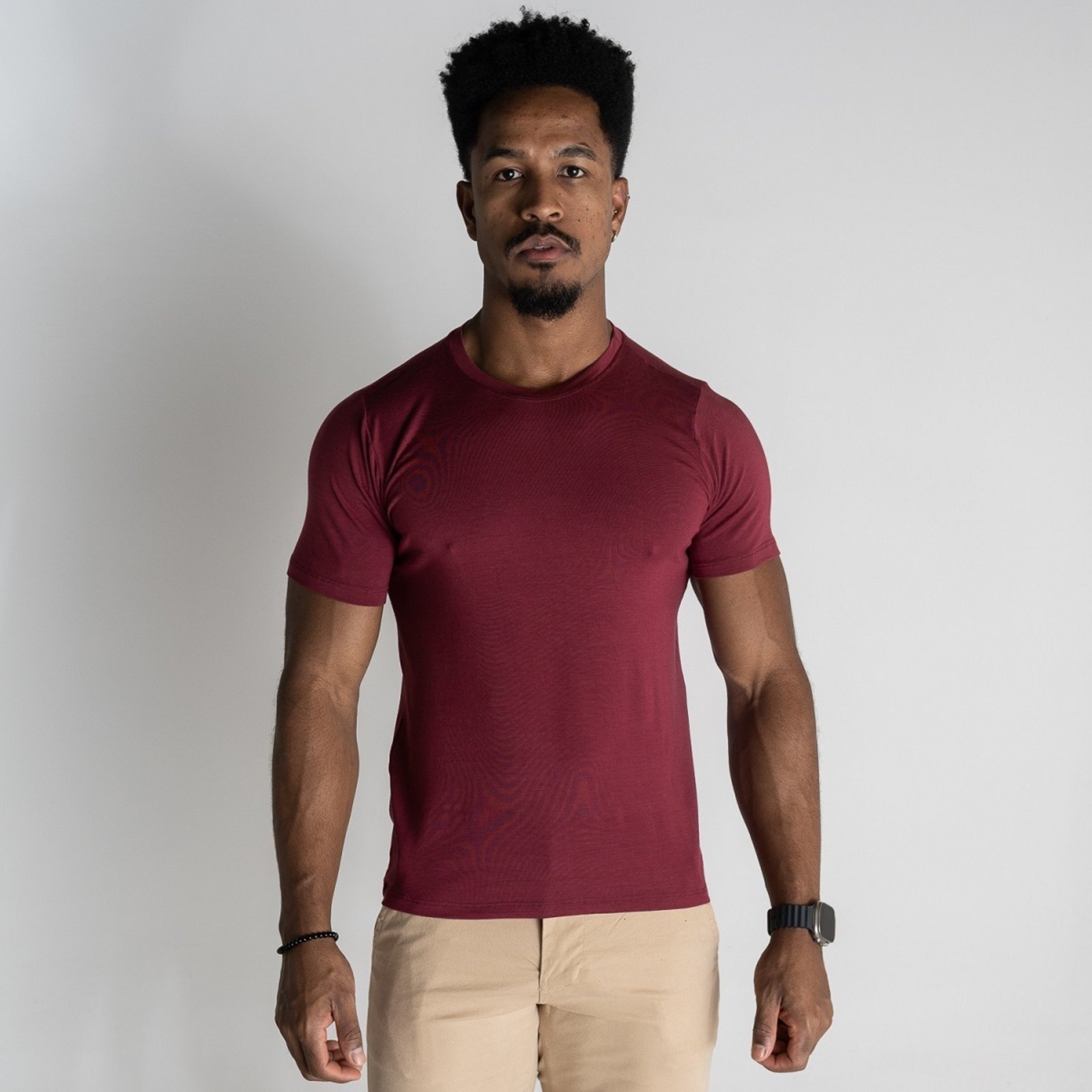 Camiseta Básica Masculina Versatiold Modal Bordô