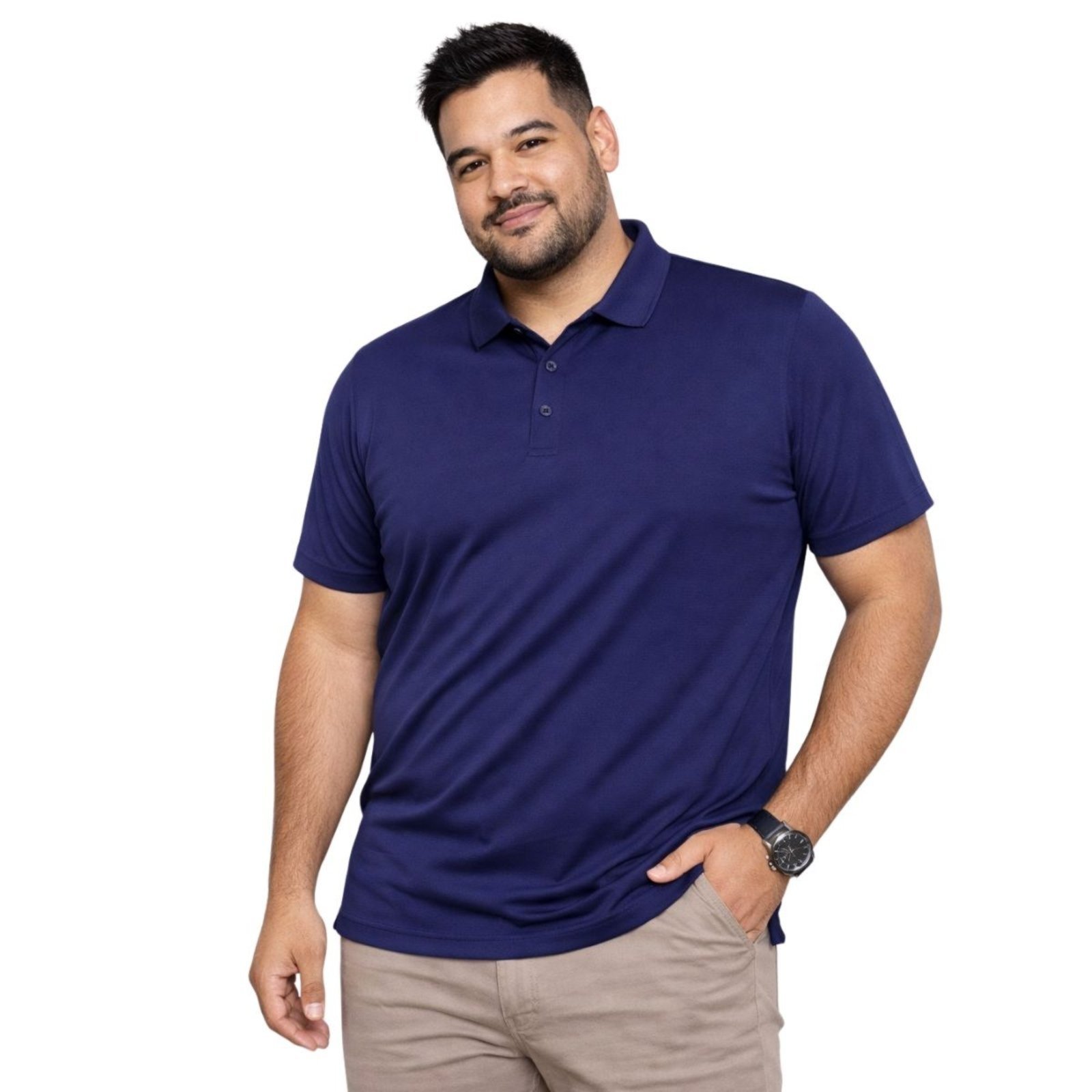 Camisa Polo Masculina Poliamida Elastano Premium Azul Marinho
