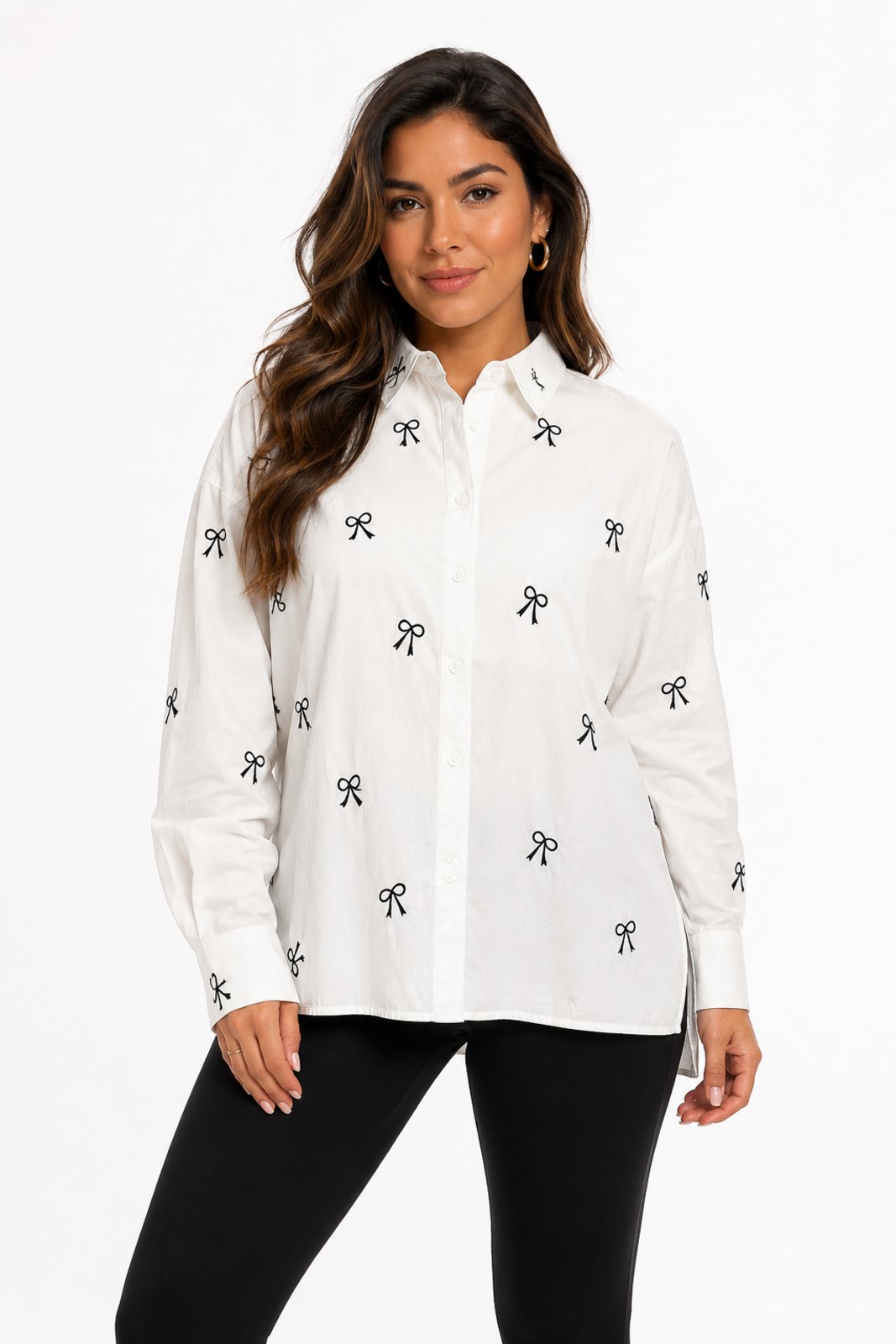 Blusa Social D Bell Outlet Fashion Laços Branca