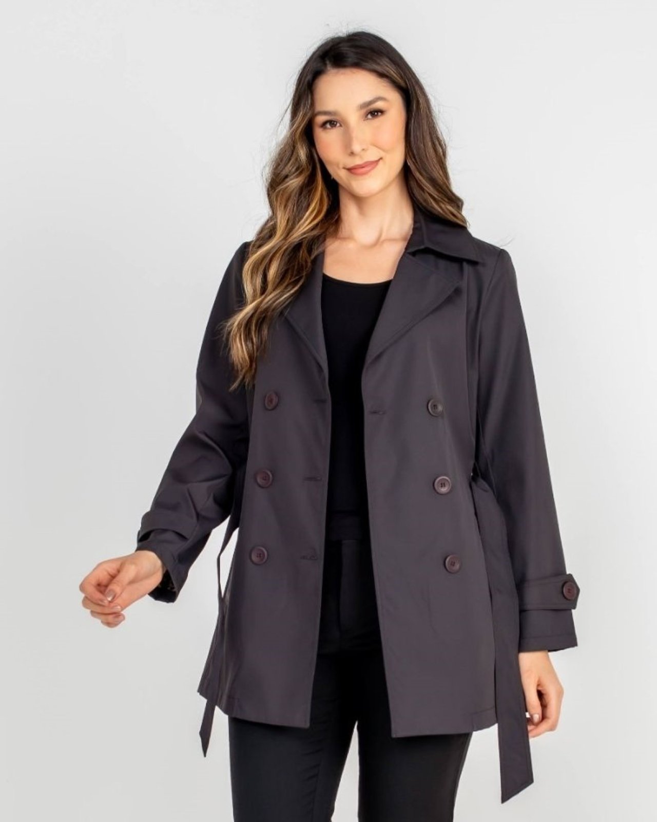 TRENCH COAT TRANSPASSADO FORRO ONÇA PRETO