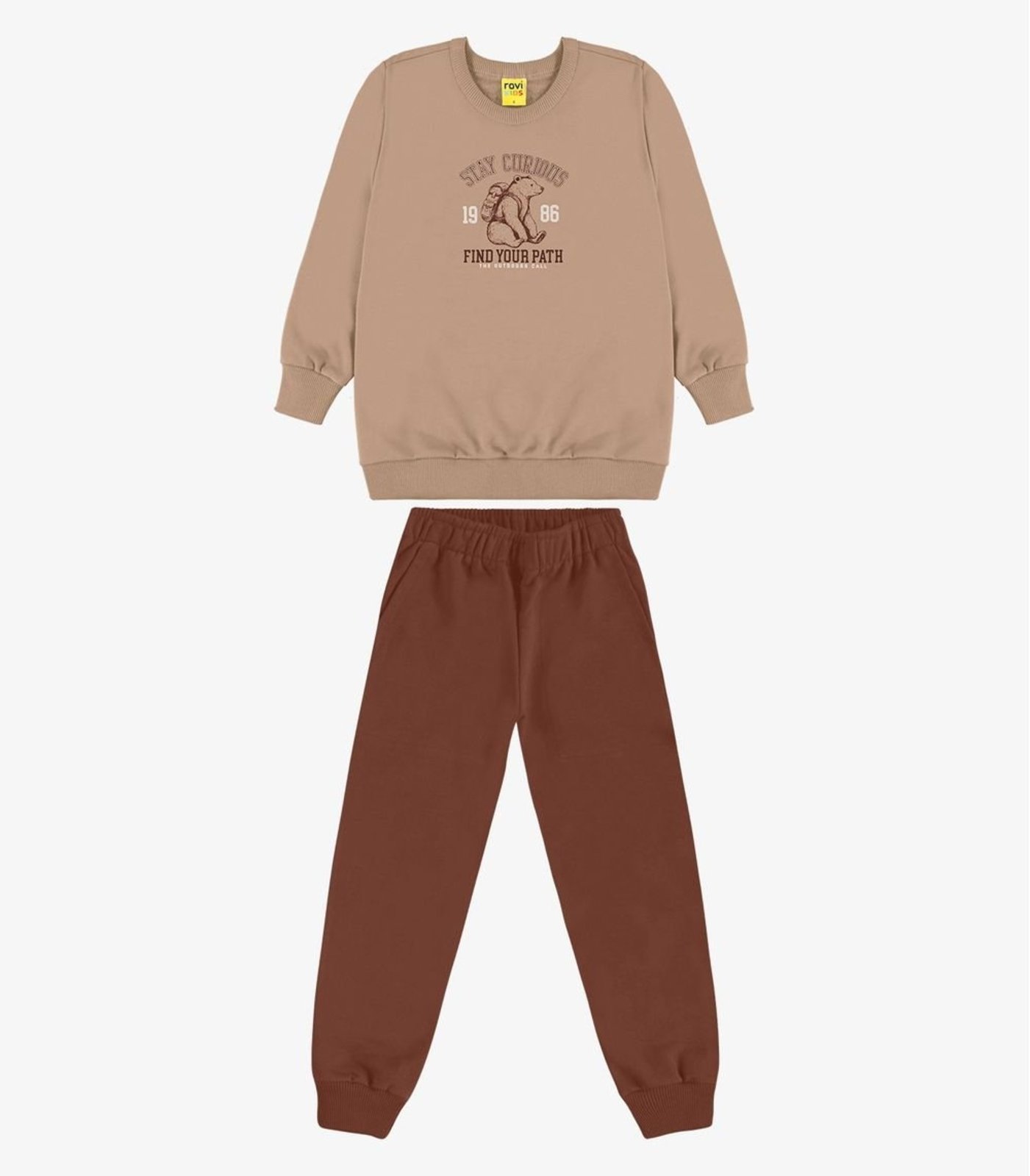 Infantil - Conjunto Blusão e Calça Moletom Rovi Marrom