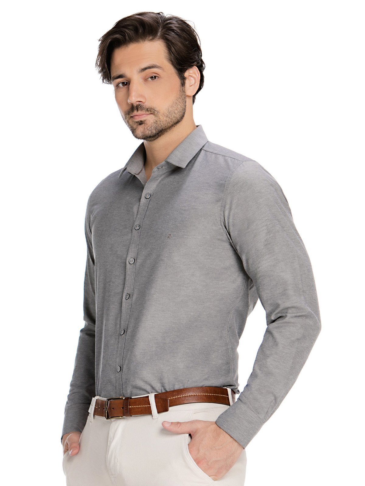 Camisa Social Masculina Slim Mescla Manga Longa – Zuggy-zi