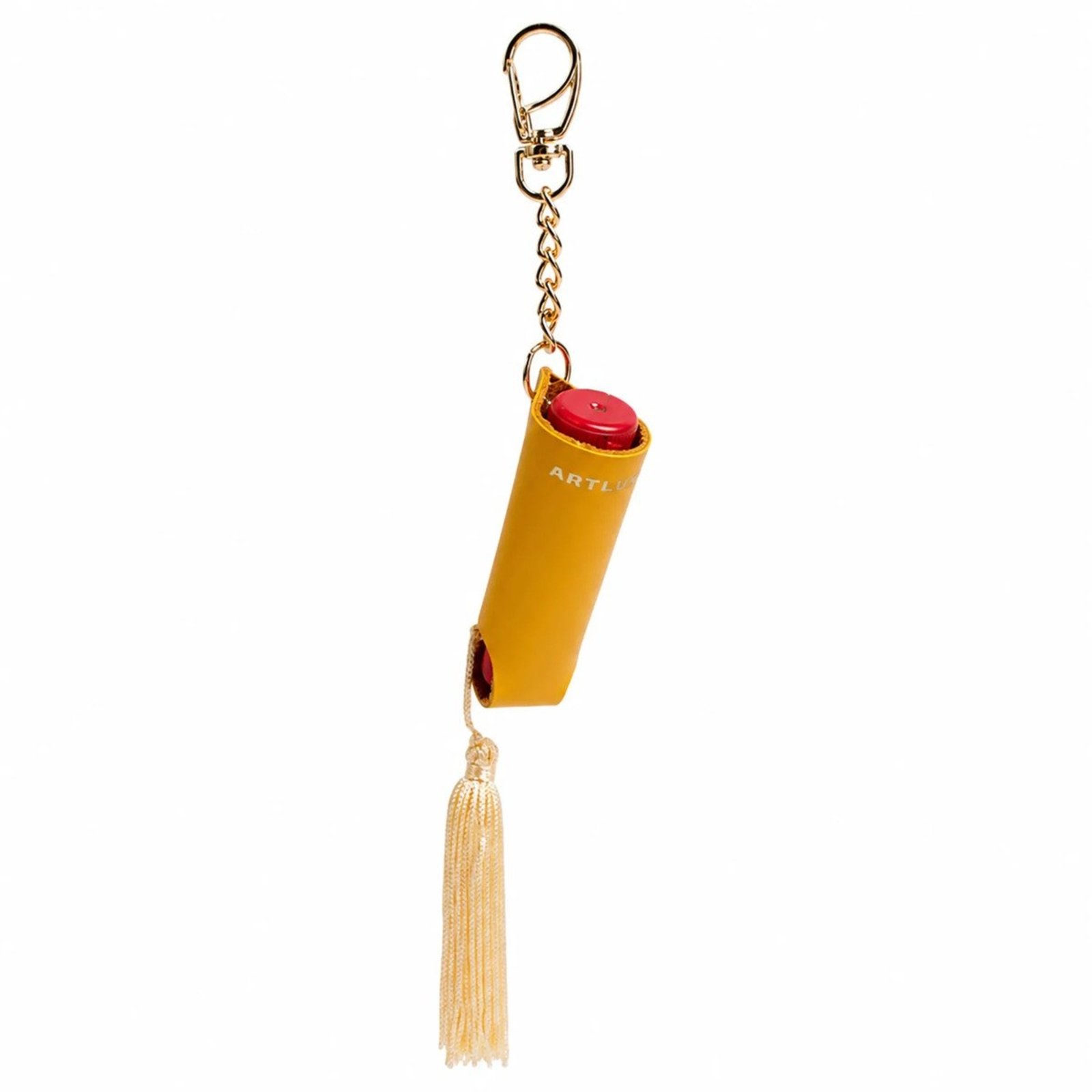 Porta Batom Unitário em Couro com Tassel Artlux 002 Amarelo