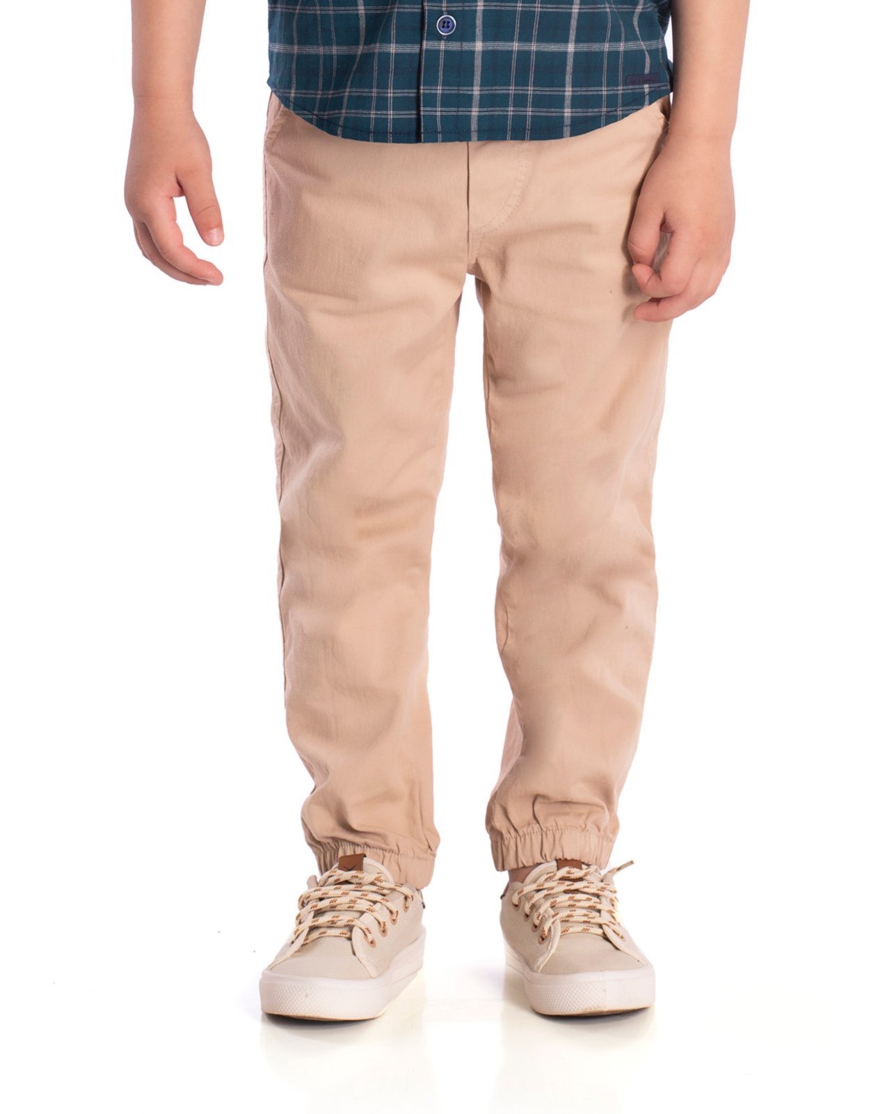 Infantil - Calça de sarja com elastano caqui
