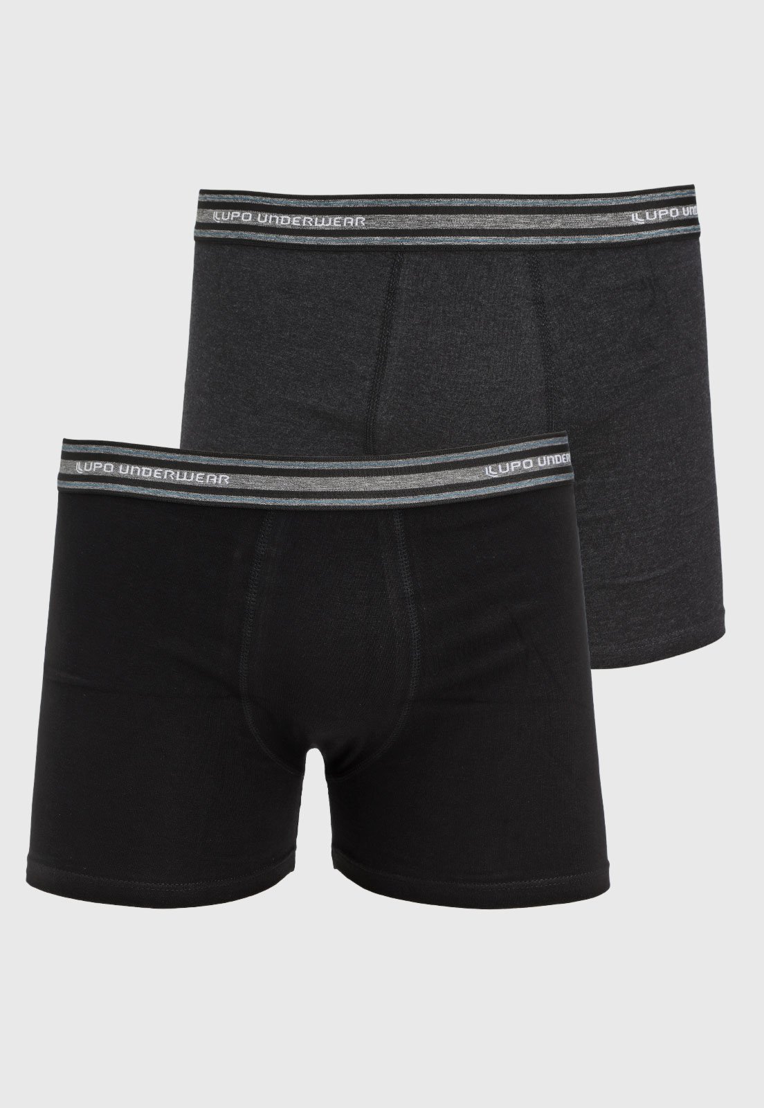 Vista 2 Kit com 2 Unidades Cueca Boxer Masculina Lupo Preta preto Lupo preto