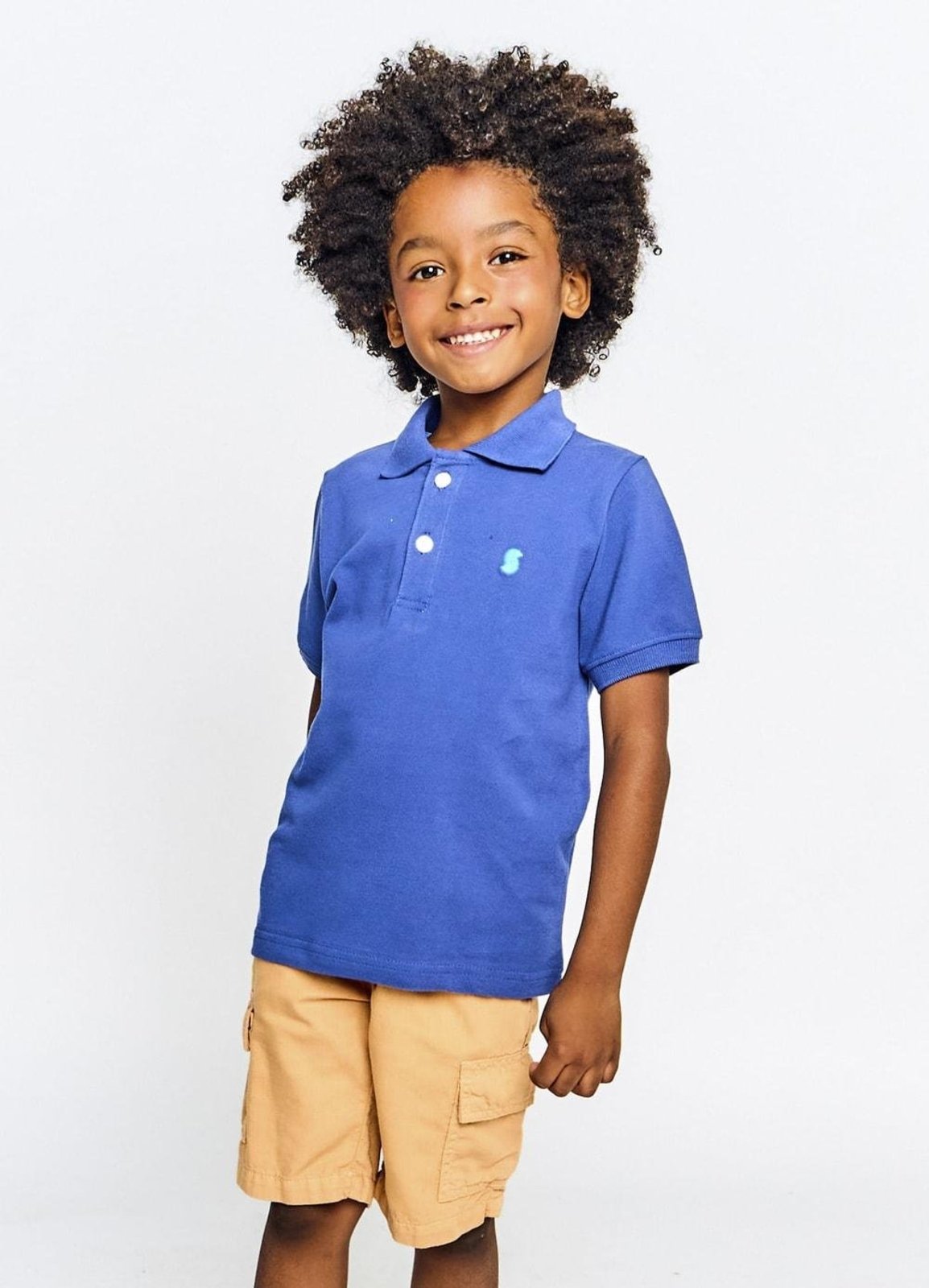 Infantil - Polo Menino Básico Alphabeto Azul