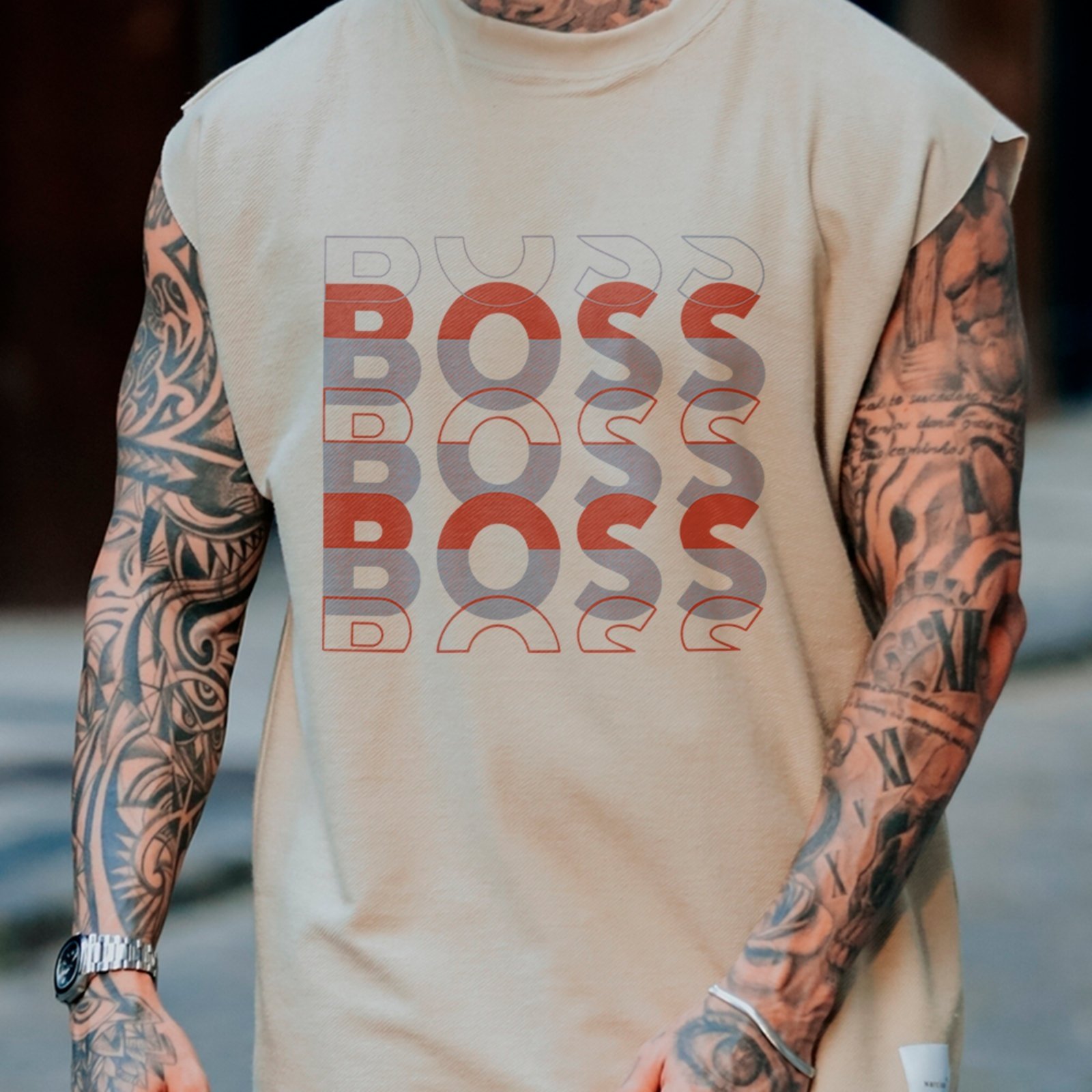 Camiseta Regata Machão Boss Urban Fashion Trend Off White