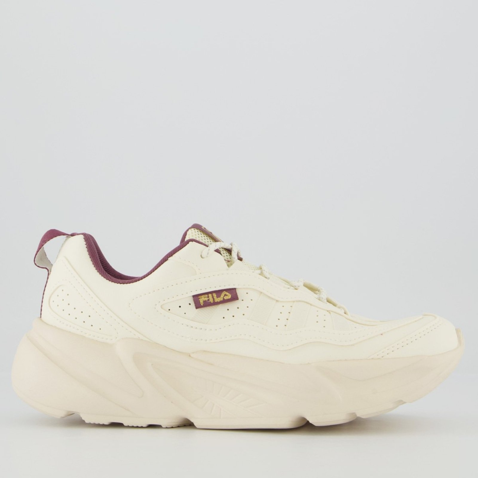 Tênis Fila Street Fit 3 Feminino Bege e Bordô