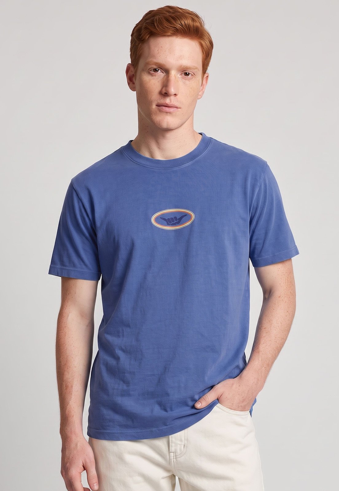 Camiseta Masculina Hang Loose Estampa Central Azul