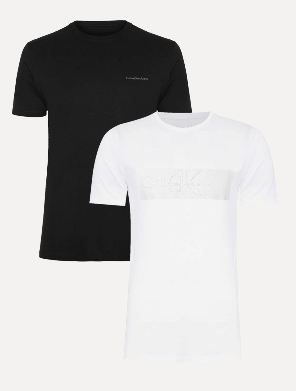 Kit Camisetas Calvin Klein | Masculina Logo Preta/Branca