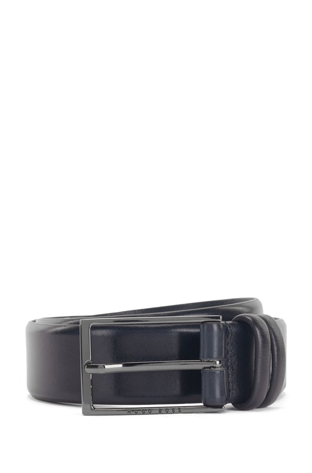 Cinto De Couro Vegetal Com Ferragens De Metal Azul – 90