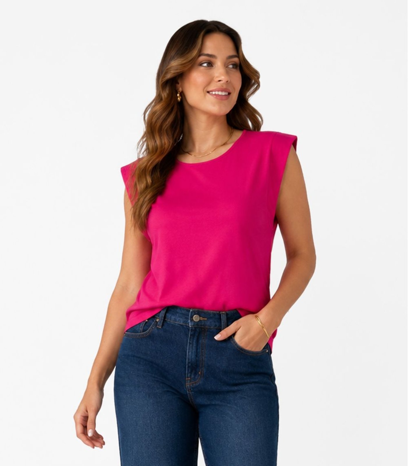 Blusa Feminina Manga Curta Infinita Cor Rosa