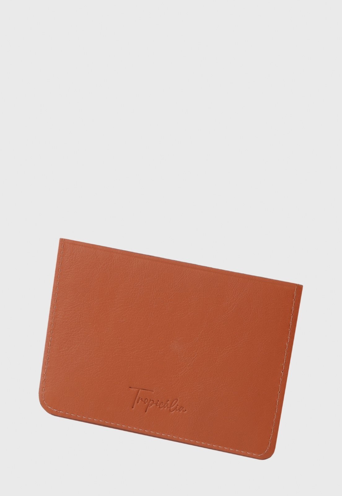 Vista 3 Porta-Cartão Couro Mariart Fruto Terracota Dourada Mariart caramelo