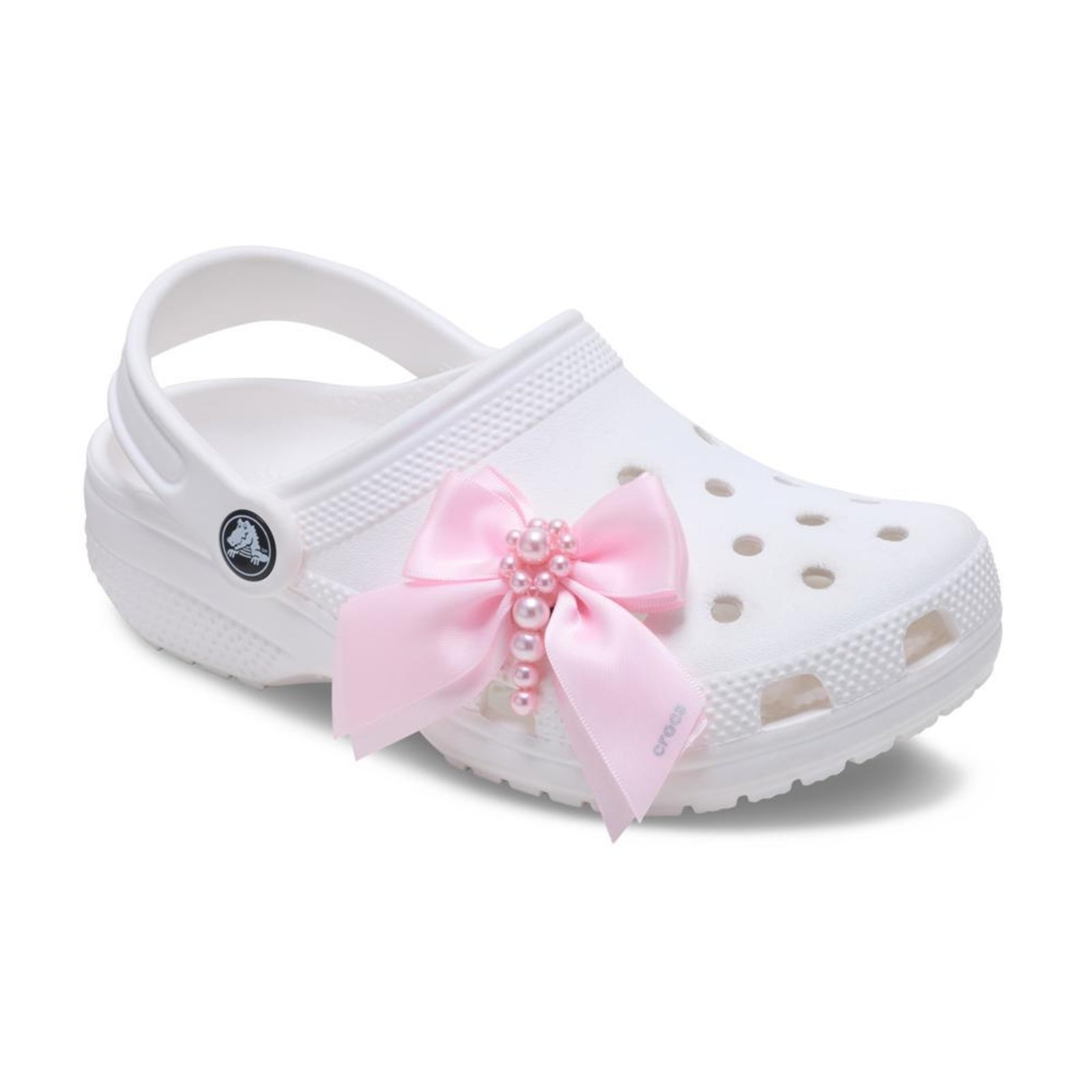 Vista 3 Infantil - Jibbitz™ Laço de Flor de Veludo Rosa Única Unico Crocs unico rosa