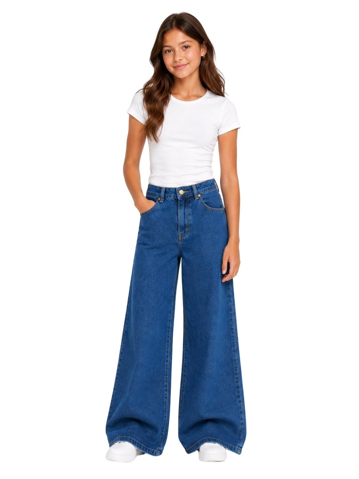 Infantil - Calça Jeans Crawling Pantalona Juvenil Feminina