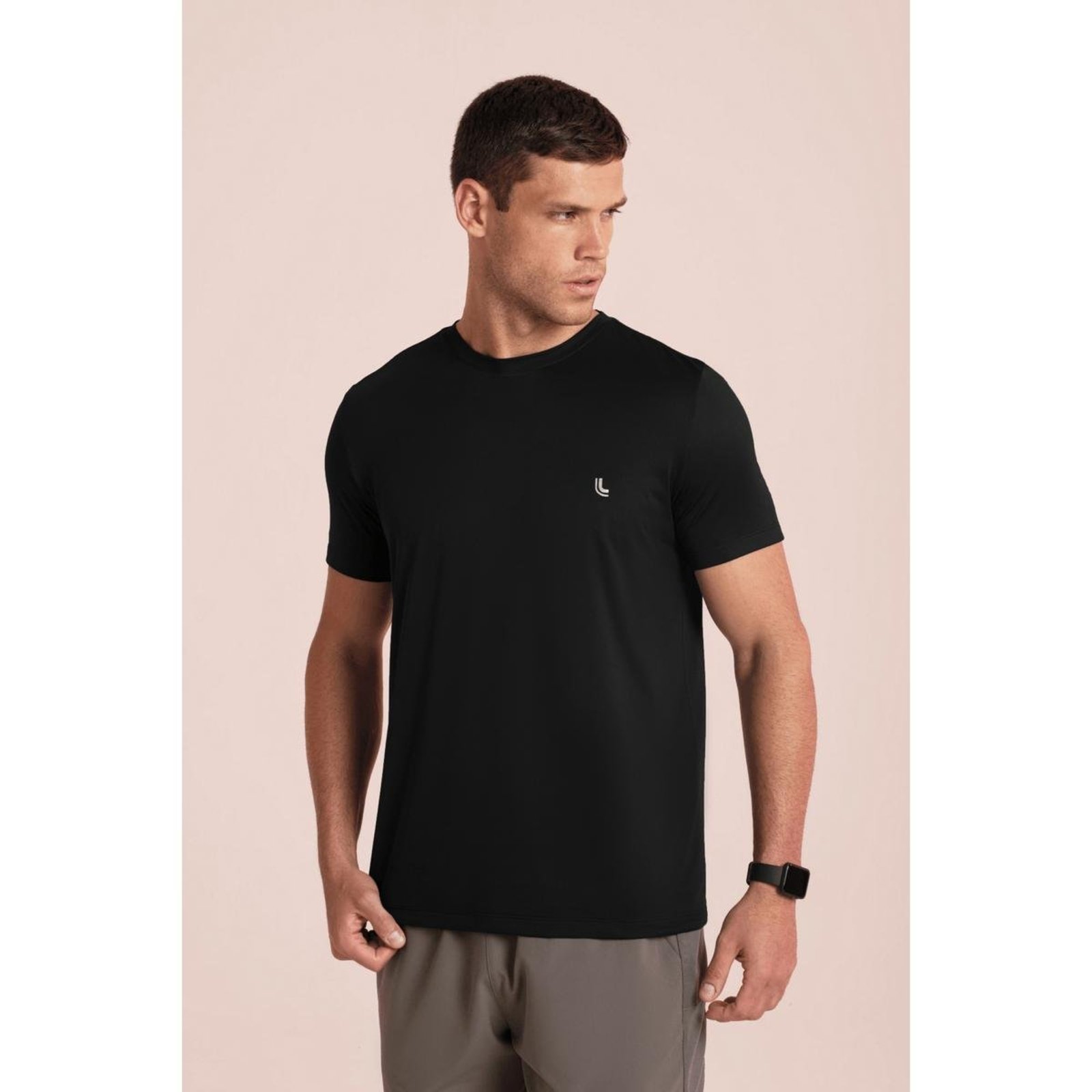 Camiseta Lupo LSport motion Modelagem Reta Masculina Preto