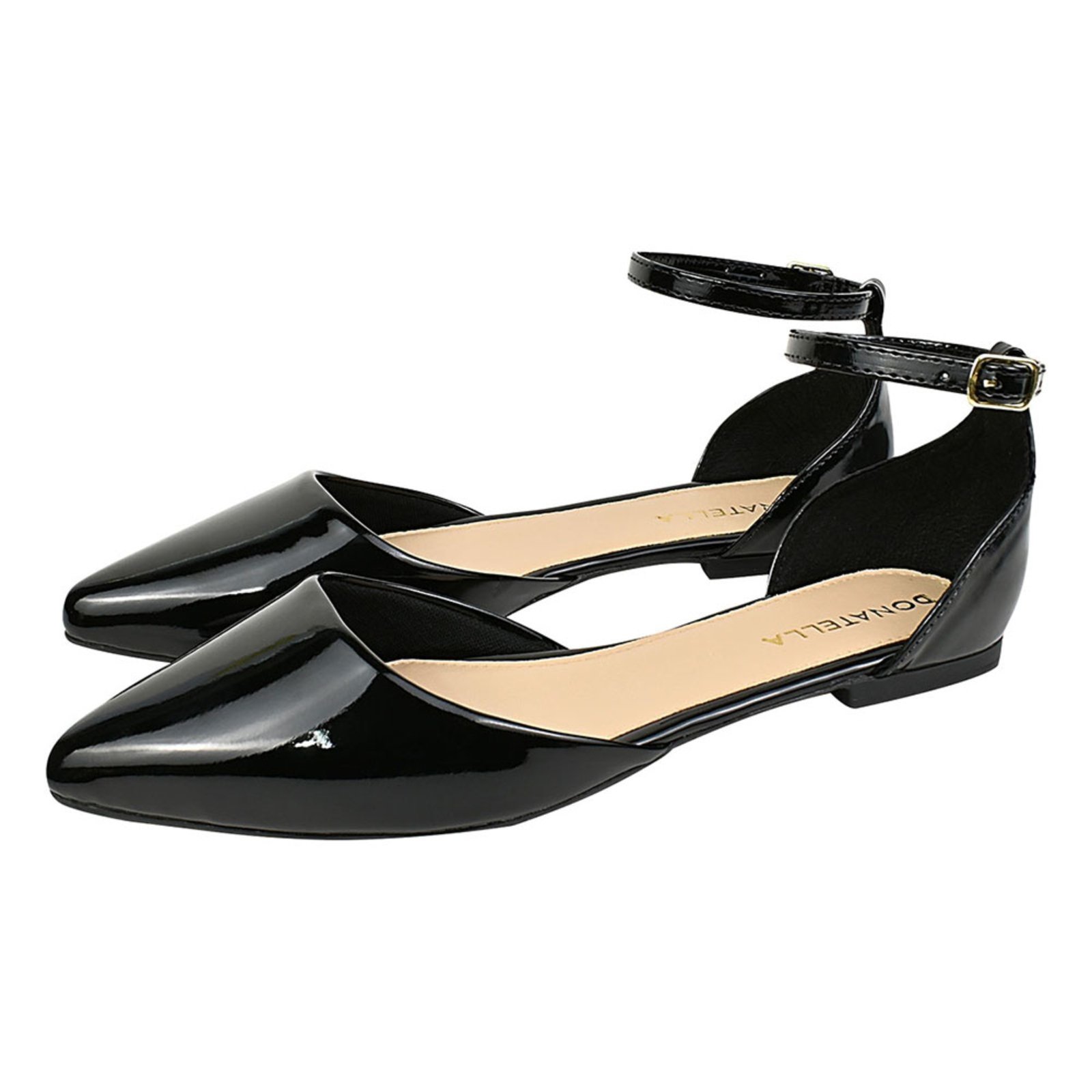 Vista 2 Sapatilha Donatella Shoes Feminina Bico Fino Lisa Aberta Verniz Monte Shoes preto Monte Shoes preto