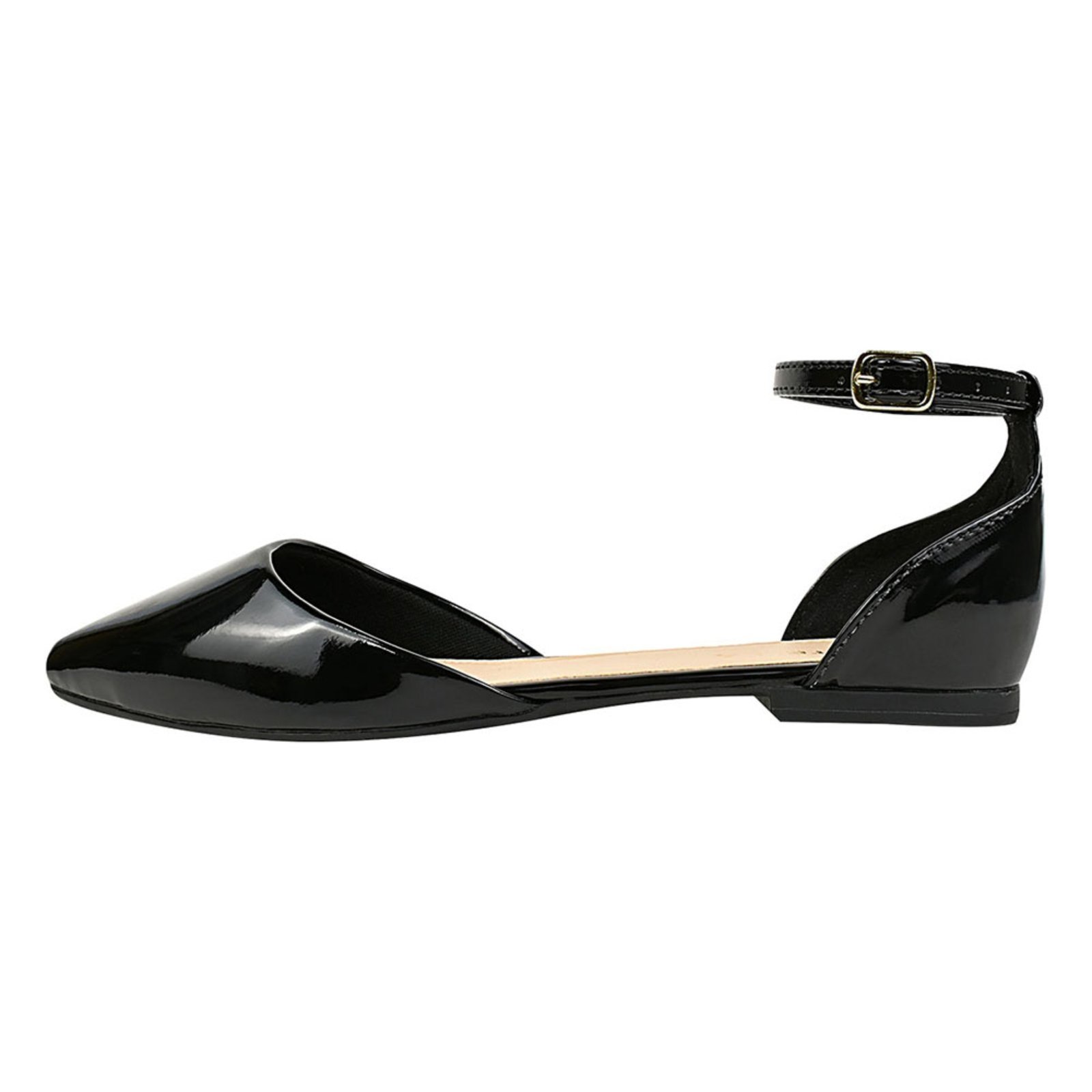 Vista 3 Sapatilha Donatella Shoes Feminina Bico Fino Lisa Aberta Verniz Monte Shoes preto Monte Shoes preto