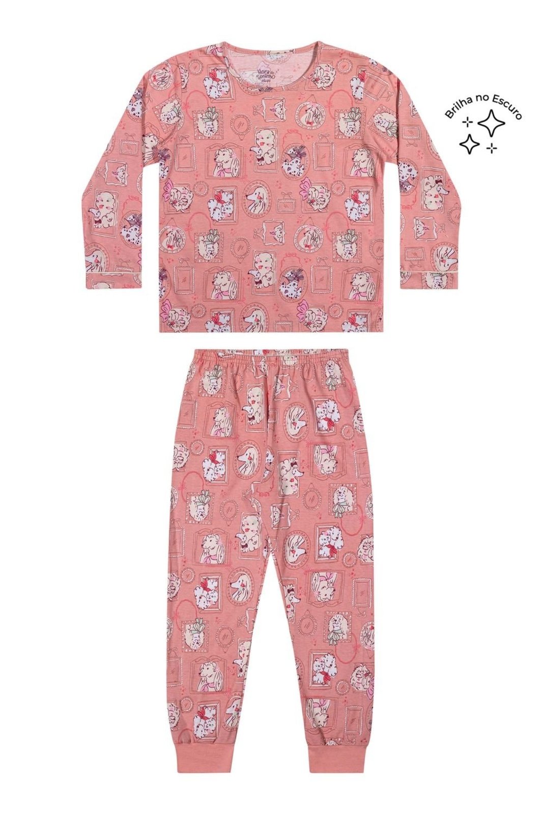 Pijama Longo Menina Cachorrinhos Elian Rosa