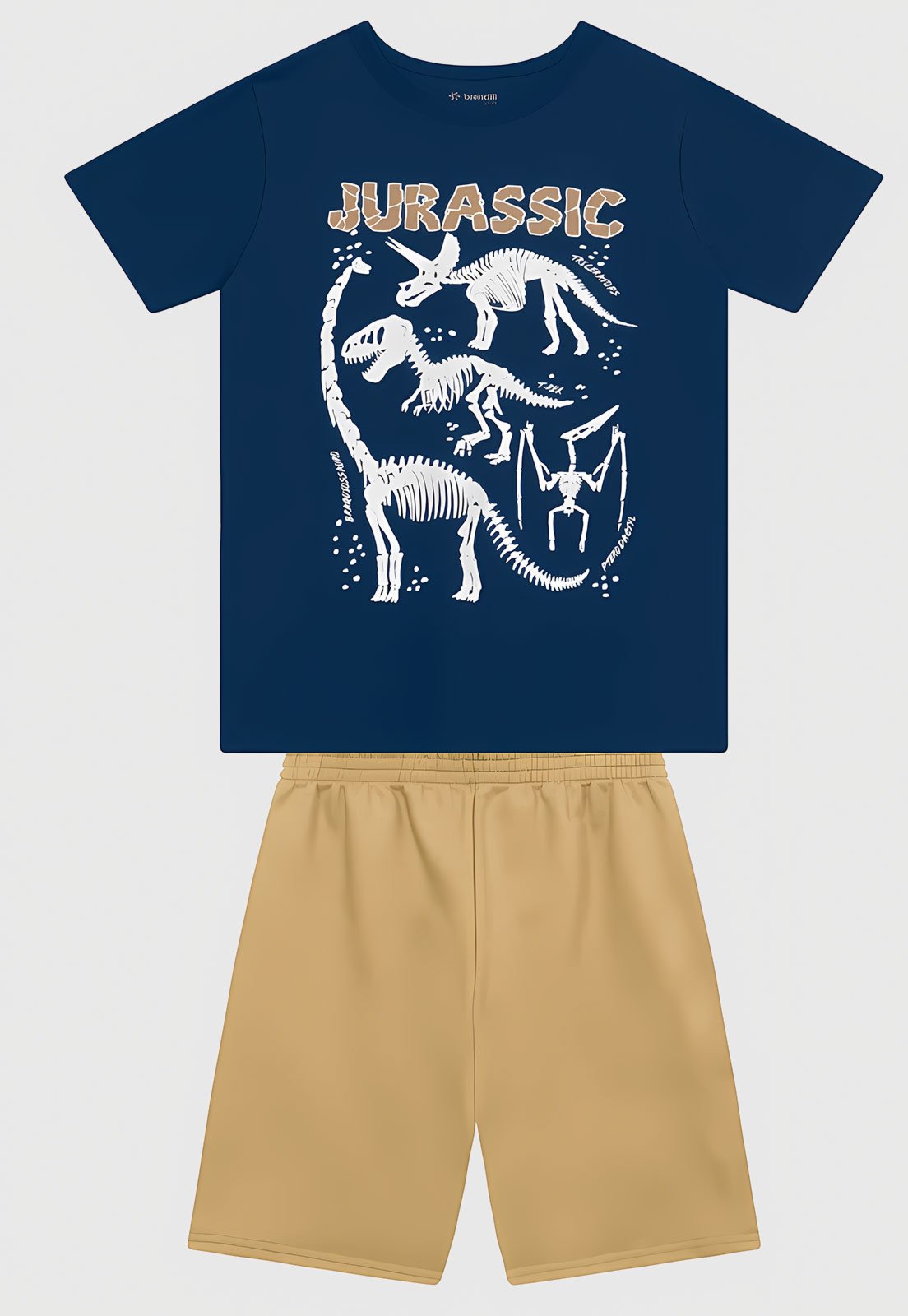 Infantil - Conjunto Brandili Estampa Dinossauros Azul Marinho