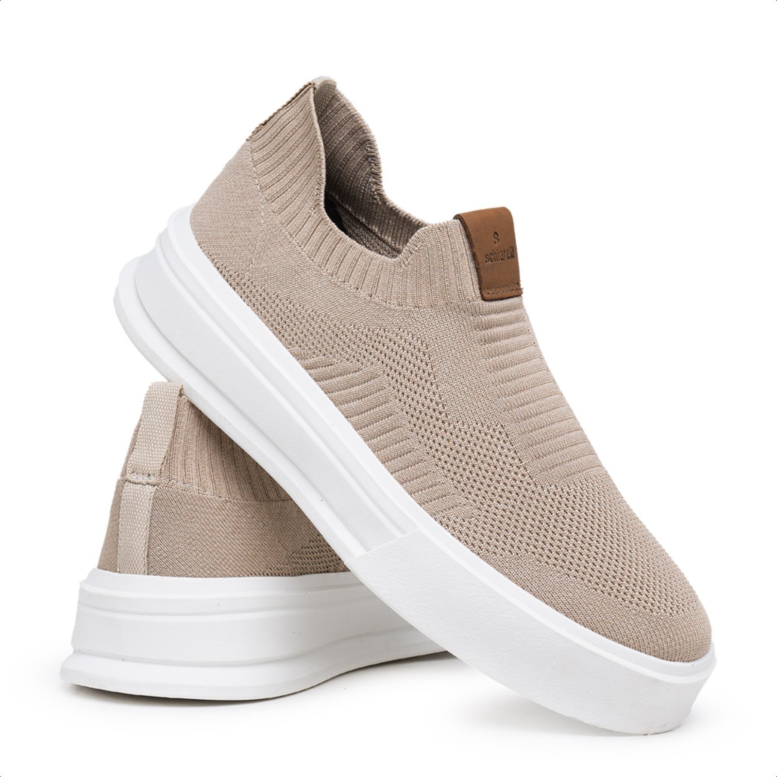 Sapatênis Masculino Knit Meia Brown Confortável Estiloso Casual 325 Schiareli